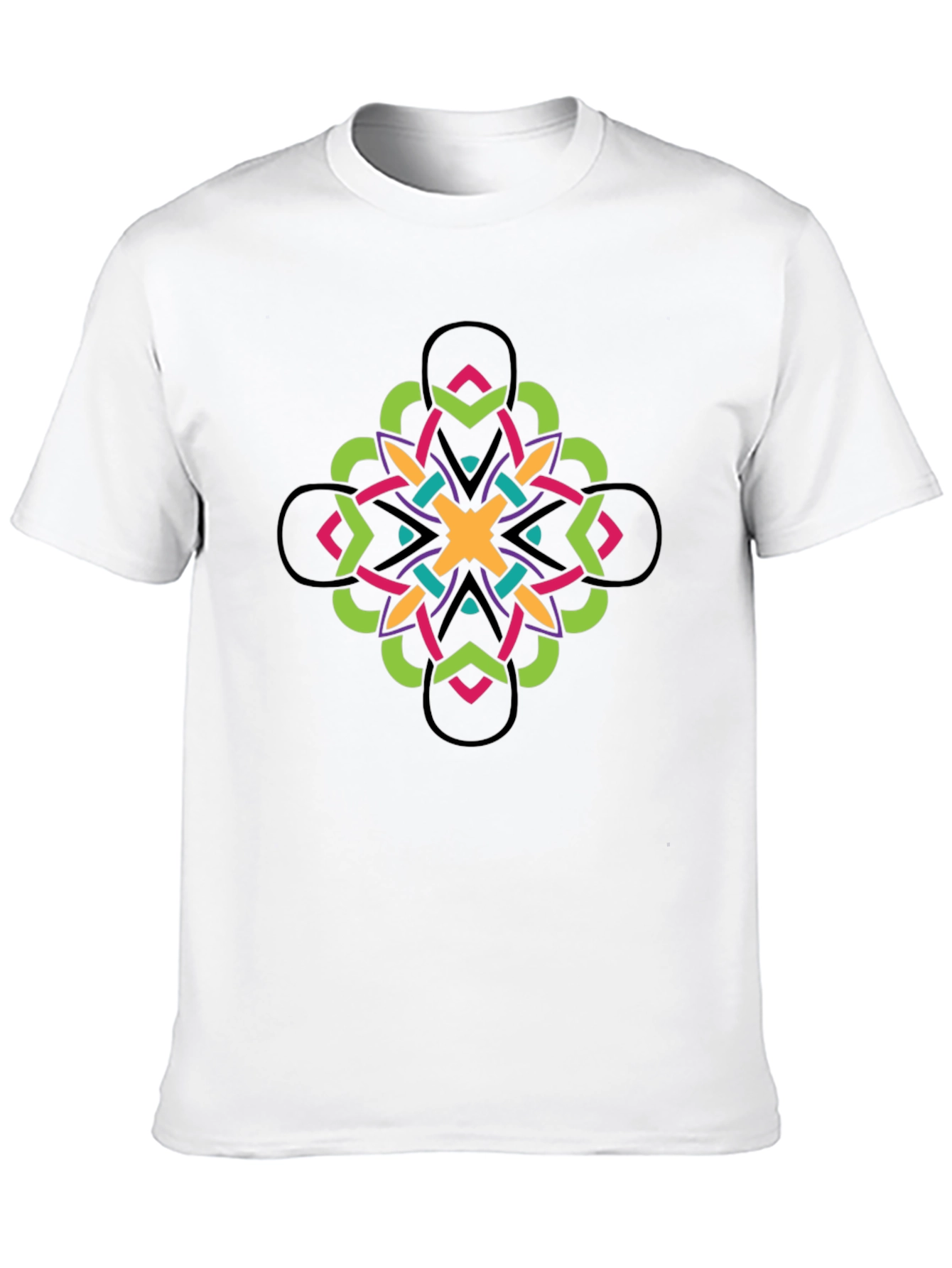 Geometric Kaleidoscope Graphic Tee - Black Cotton Blend