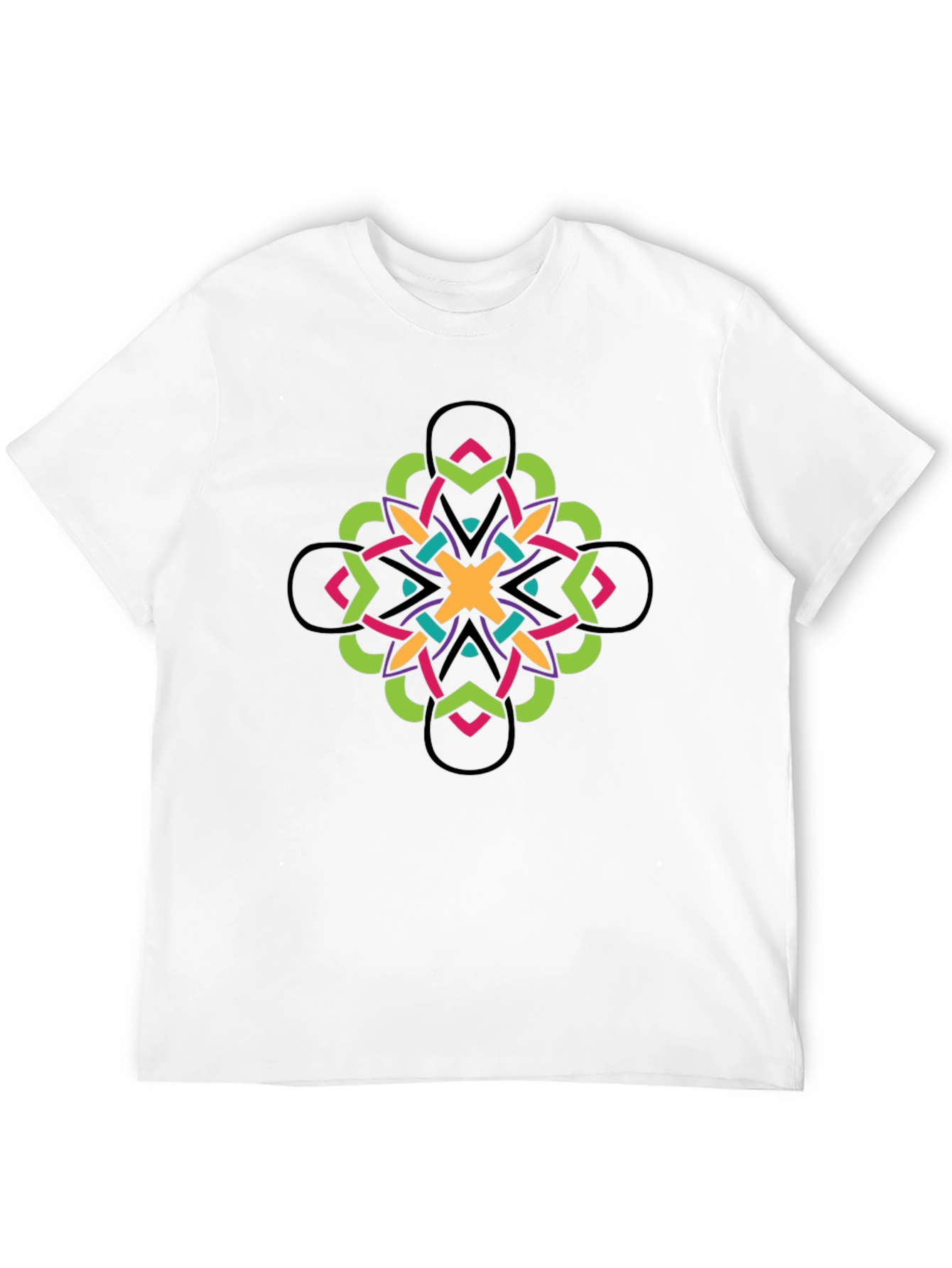 Geometric Kaleidoscope Graphic Tee - Black Cotton Blend
