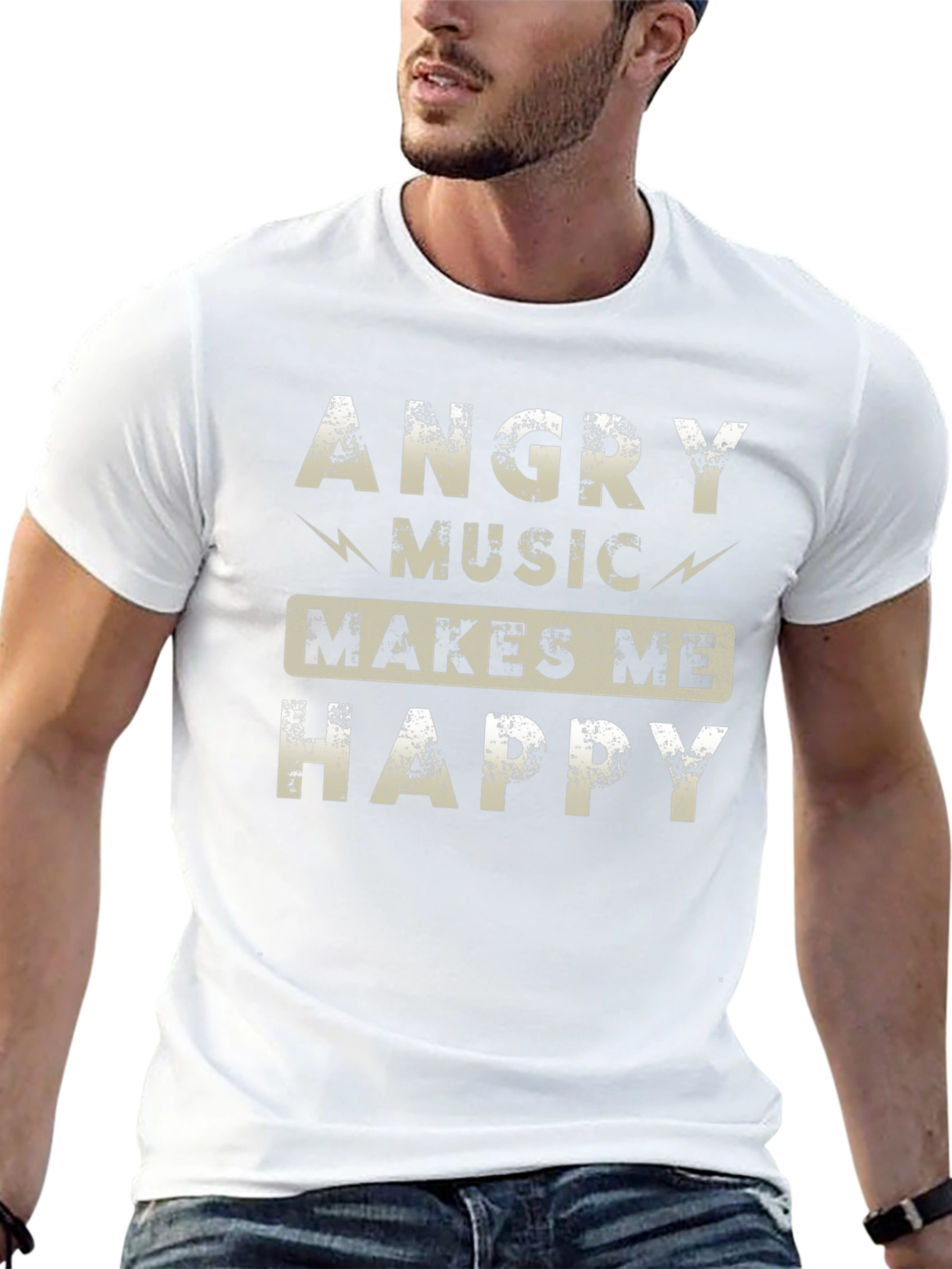 Angry Music Makes Me Happy Black Graphic Tee