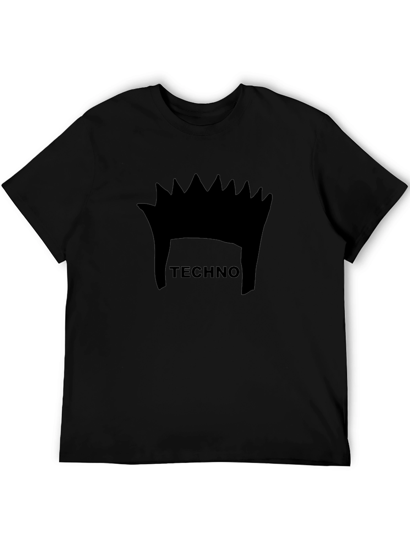 Techno Music Crown Graphic Black T-Shirt