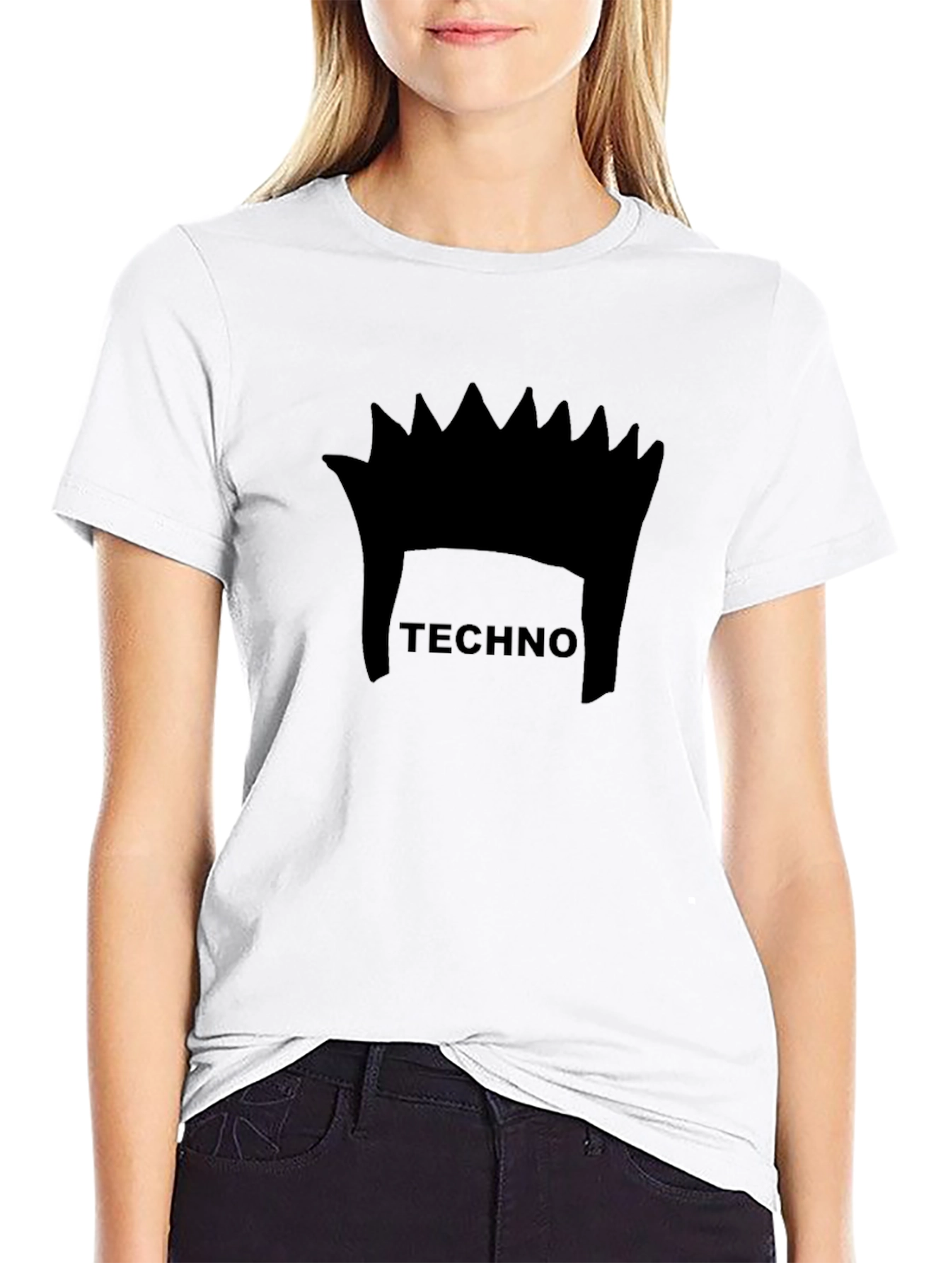 Techno Music Crown Graphic Black T-Shirt