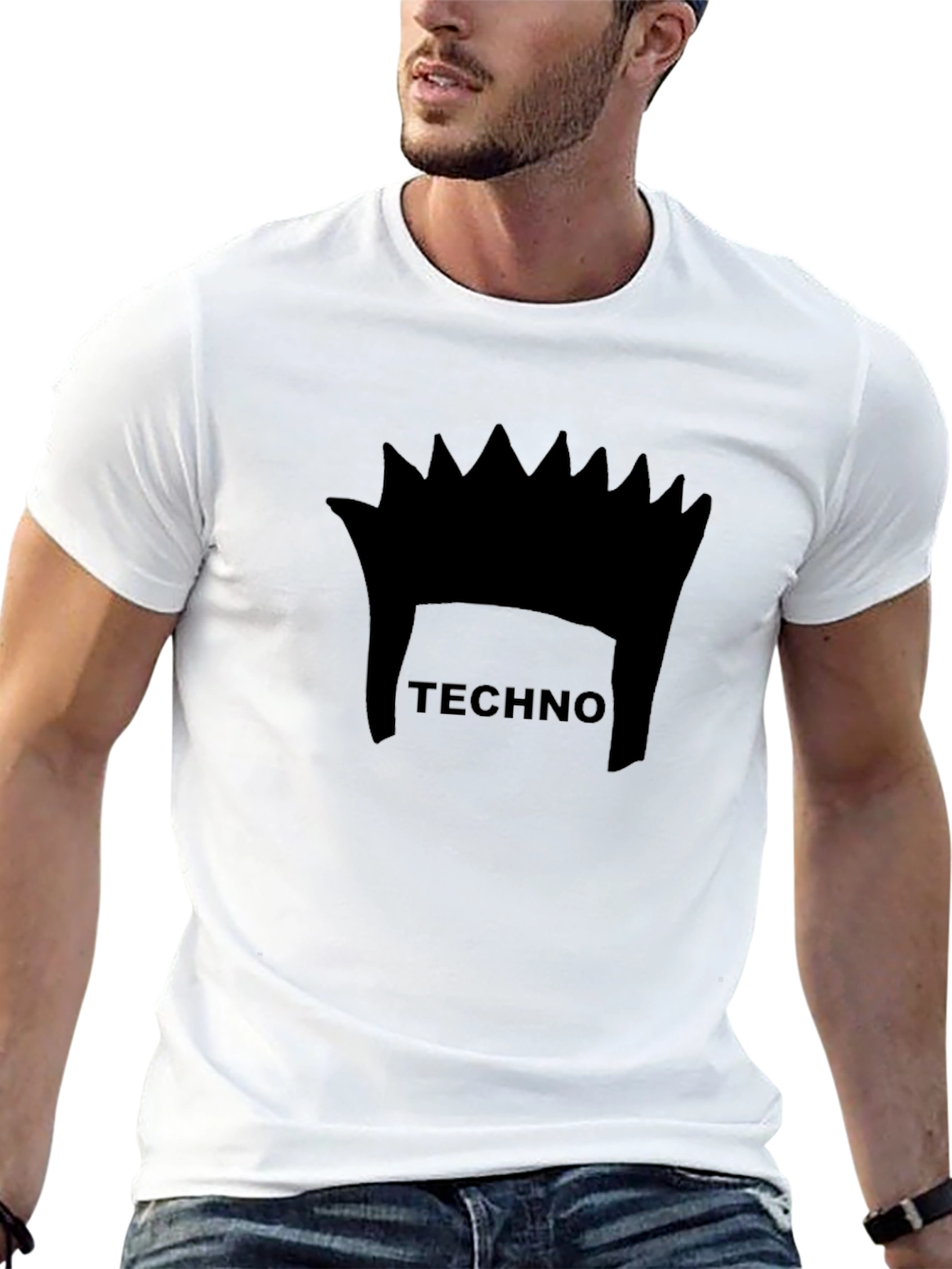 Techno Music Crown Graphic Black T-Shirt