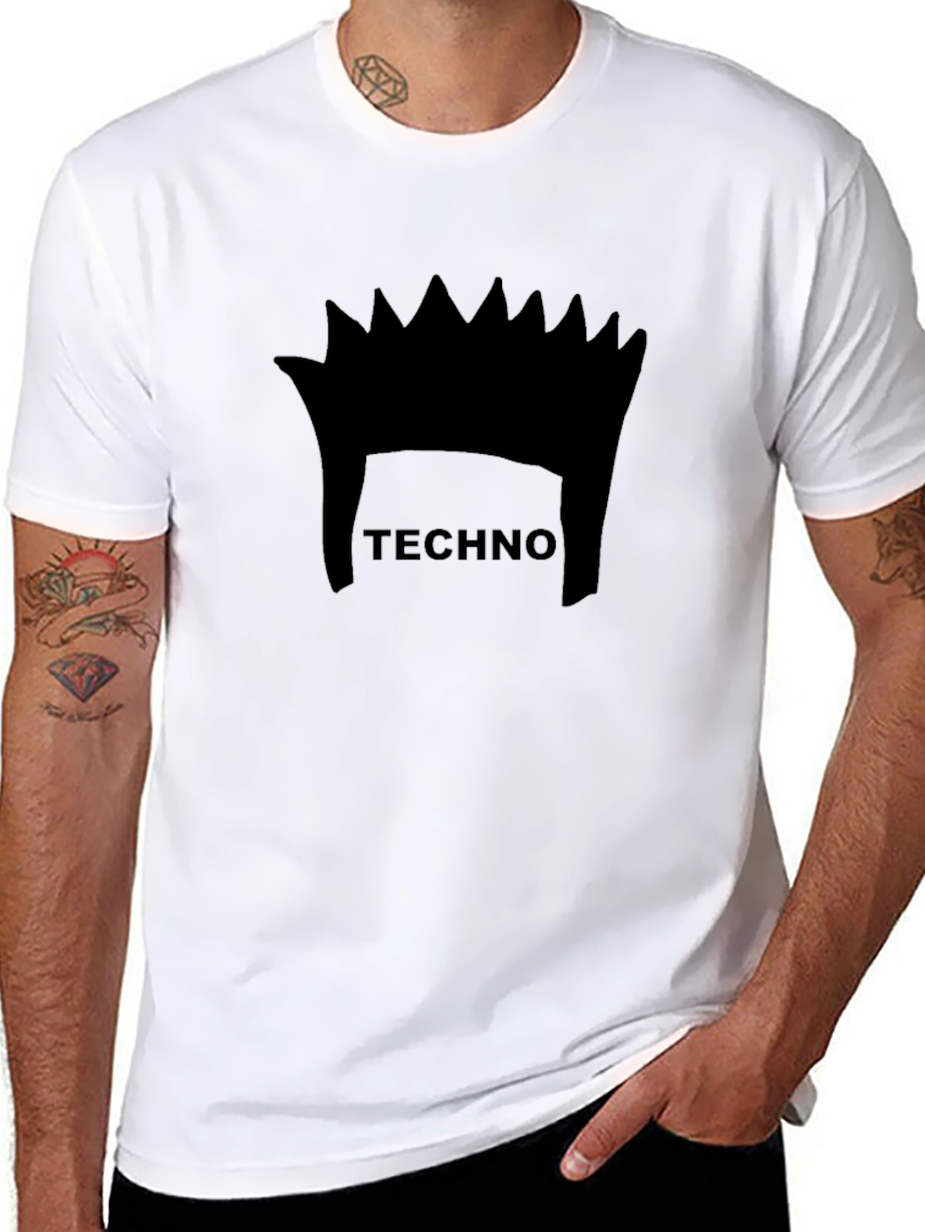 Techno Music Crown Graphic Black T-Shirt