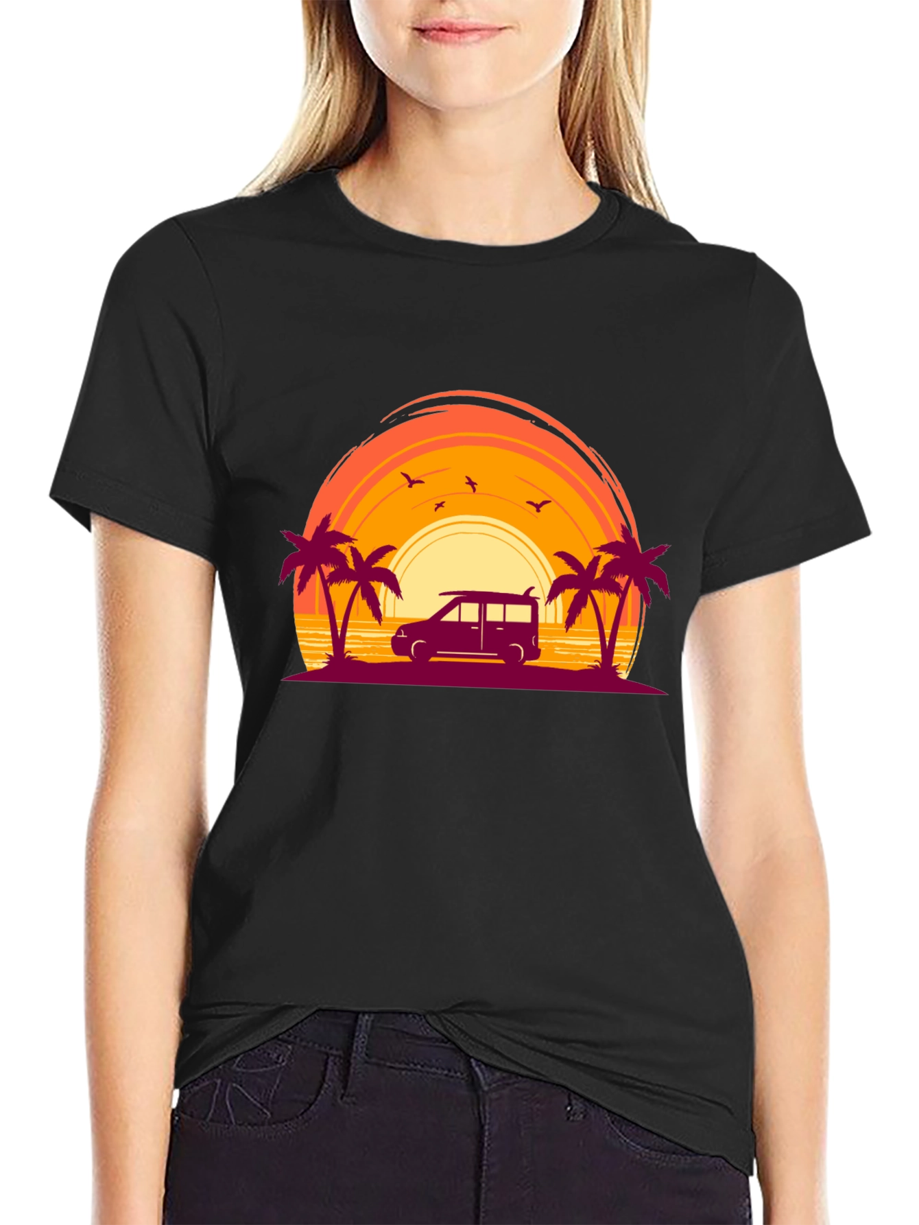 Sunset Beach Van Graphic Tee