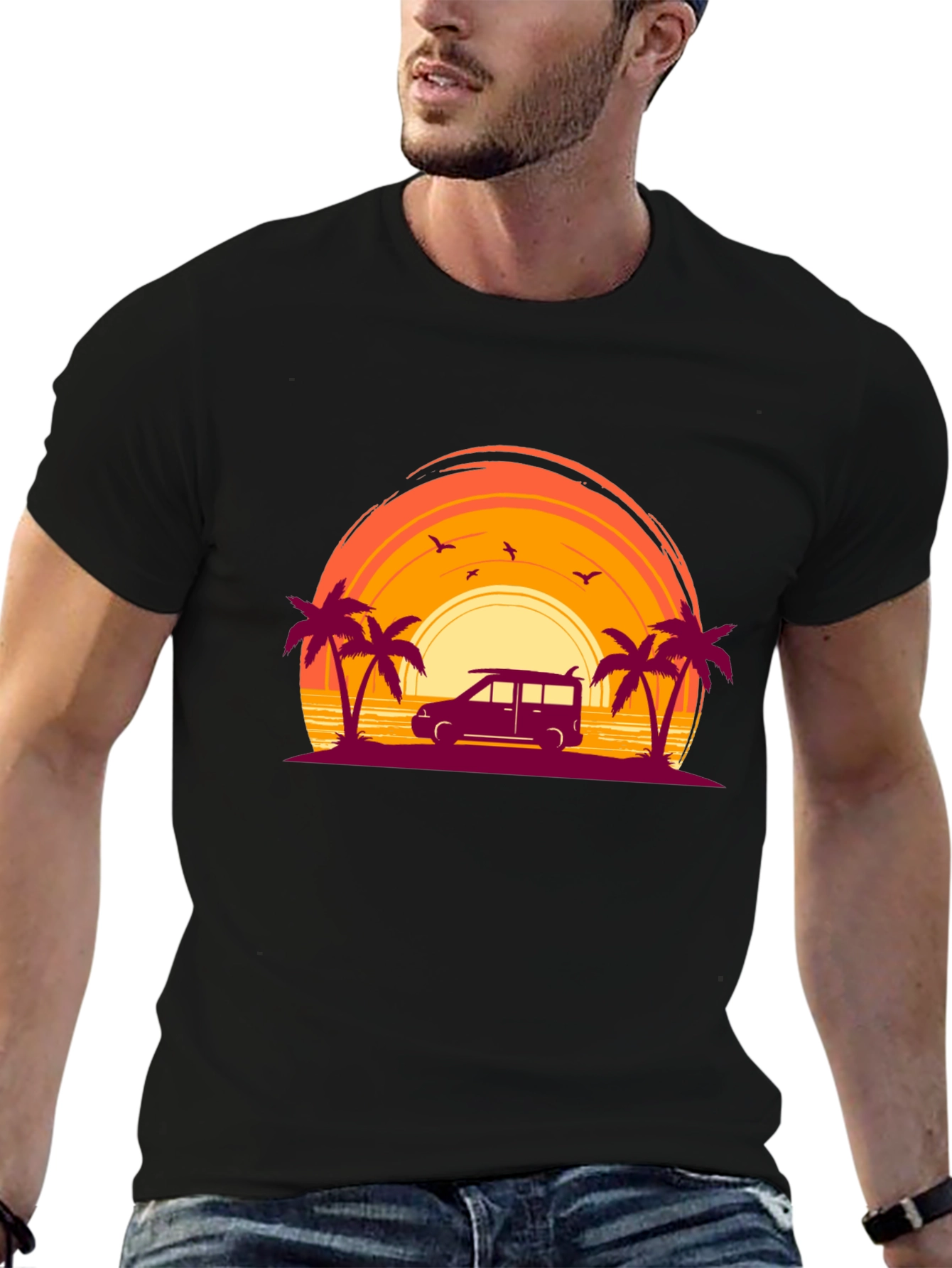 Sunset Beach Van Graphic Tee