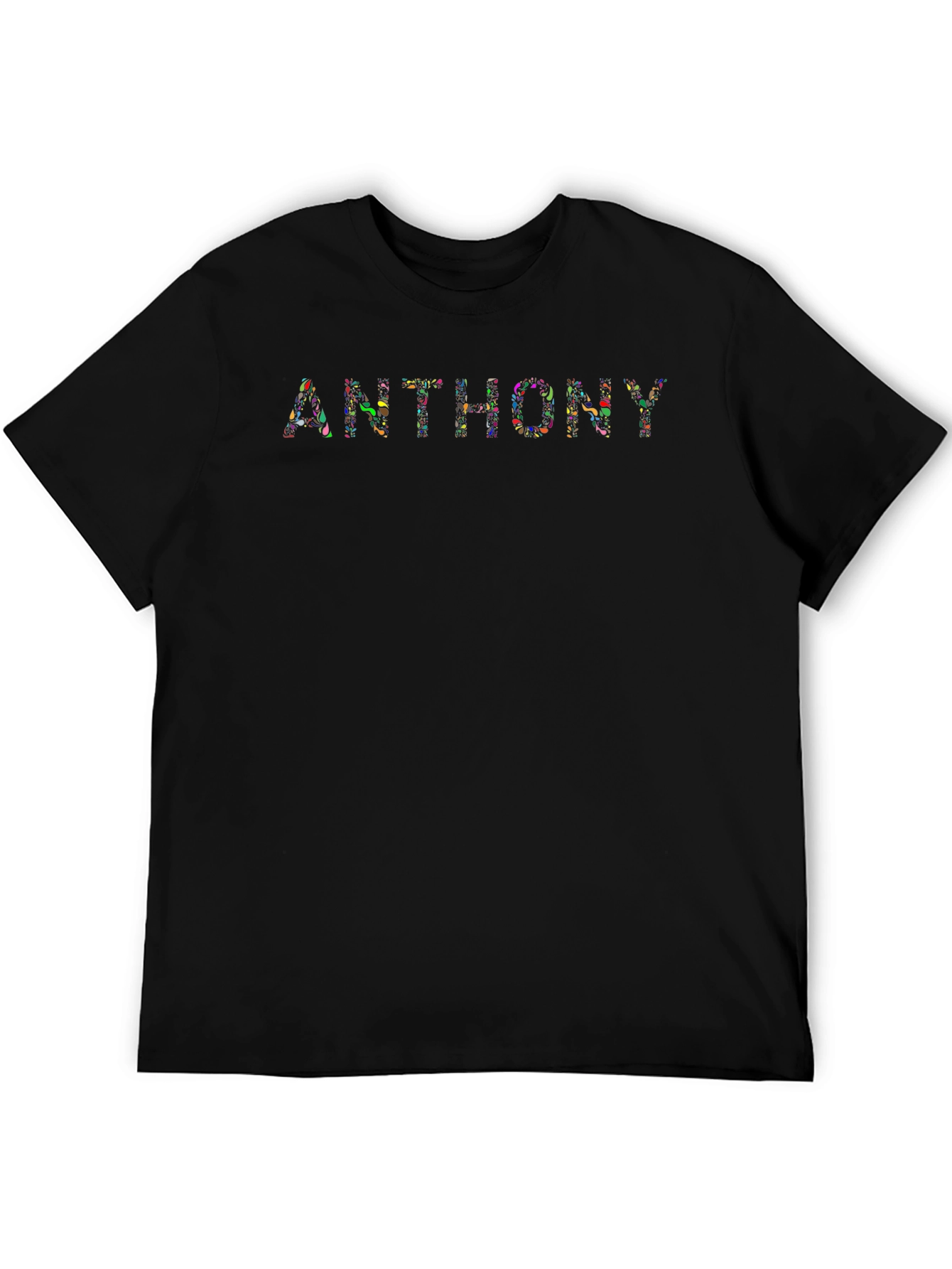 Personalized ANTHONY Print Black Crewneck T-Shirt