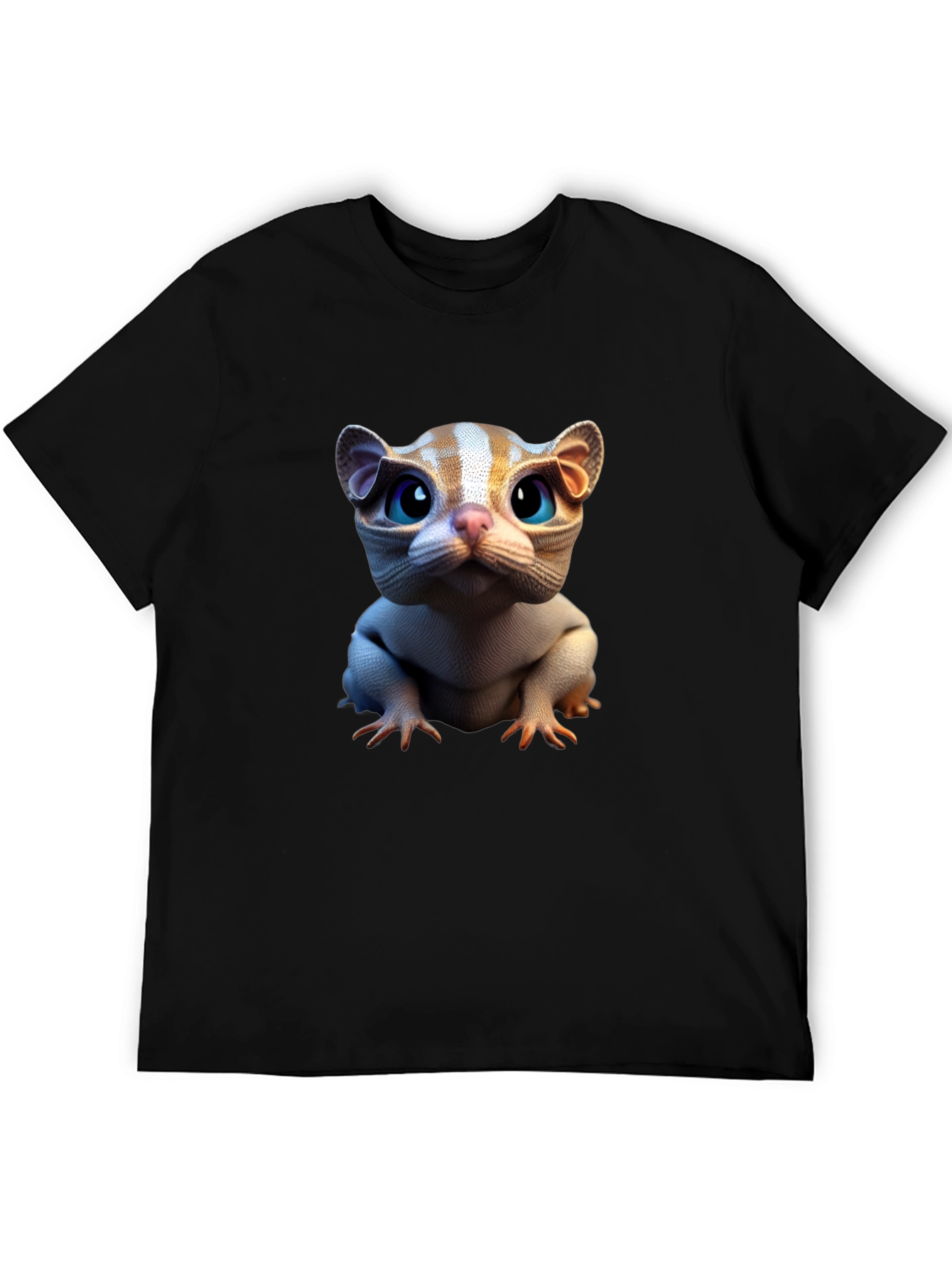 Cat Creature Graphic Tee - Black Short Sleeve