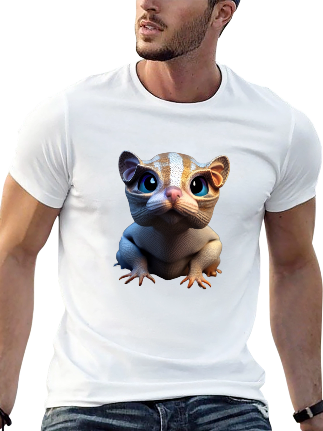 Cat Creature Graphic Tee - Black Short Sleeve