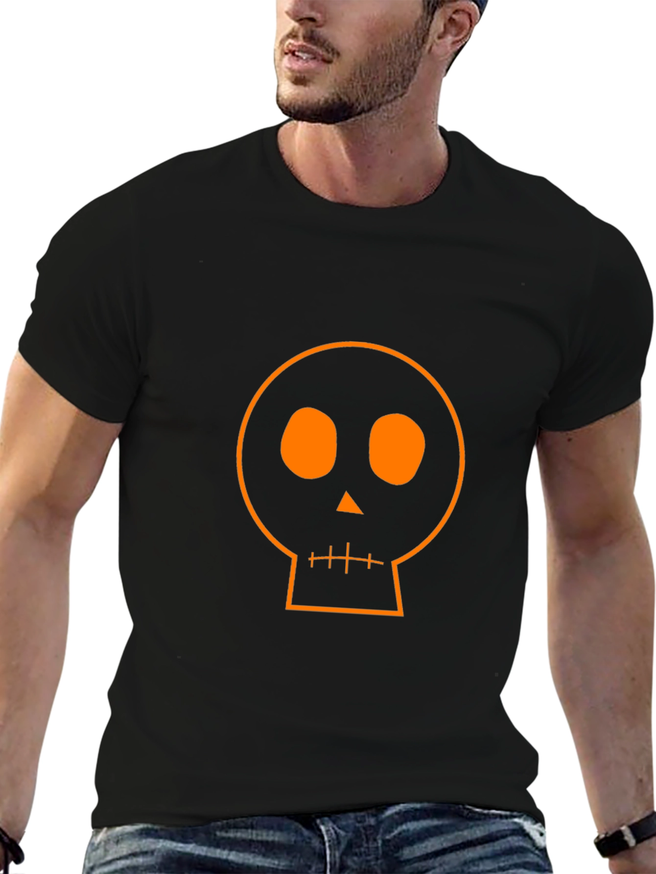Halloween Skull Graphic Black T-Shirt