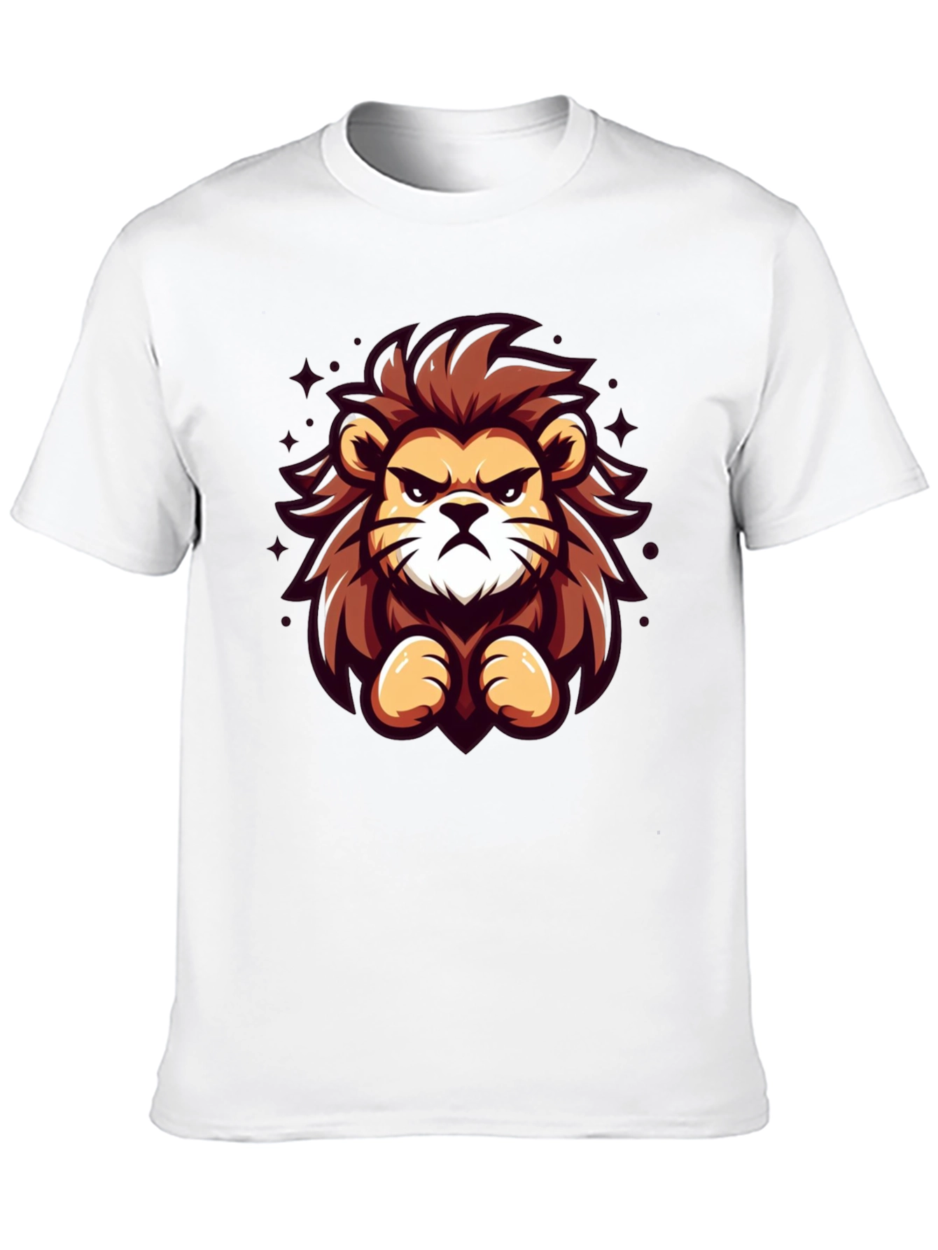 Cartoon Lion Graphic Black T-Shirt