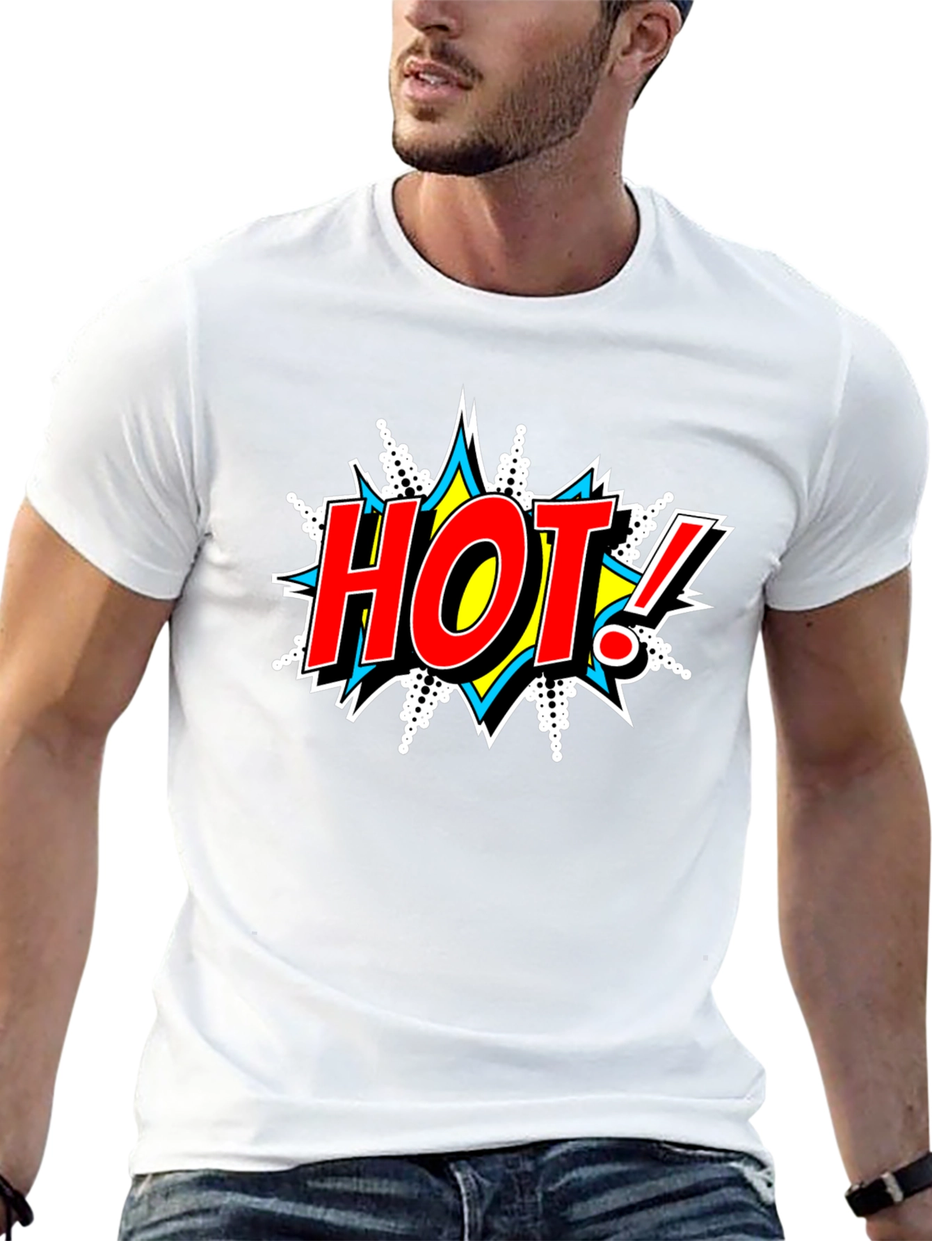 Comic Style HOT! Graphic Black T-Shirt