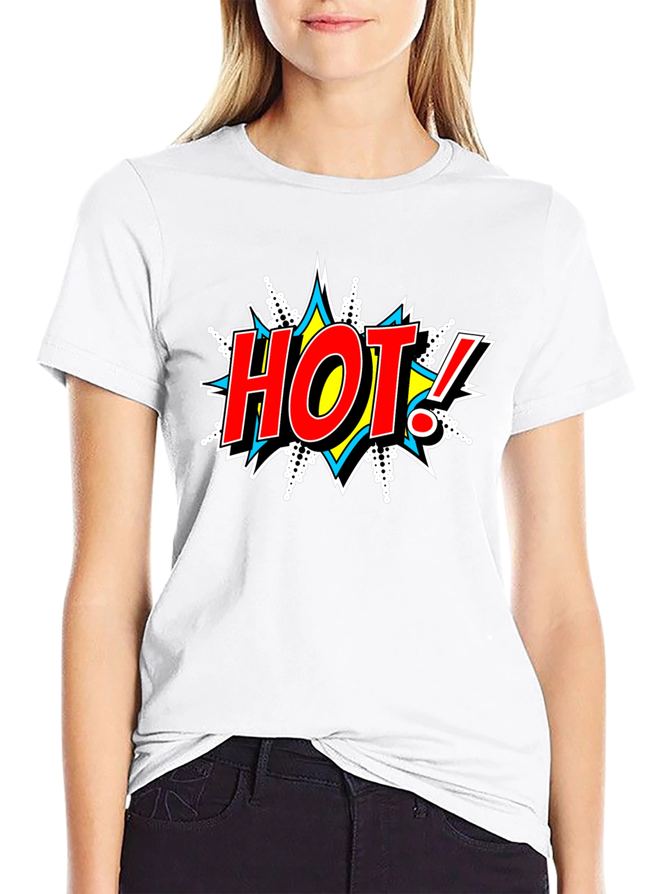 Comic Style HOT! Graphic Black T-Shirt