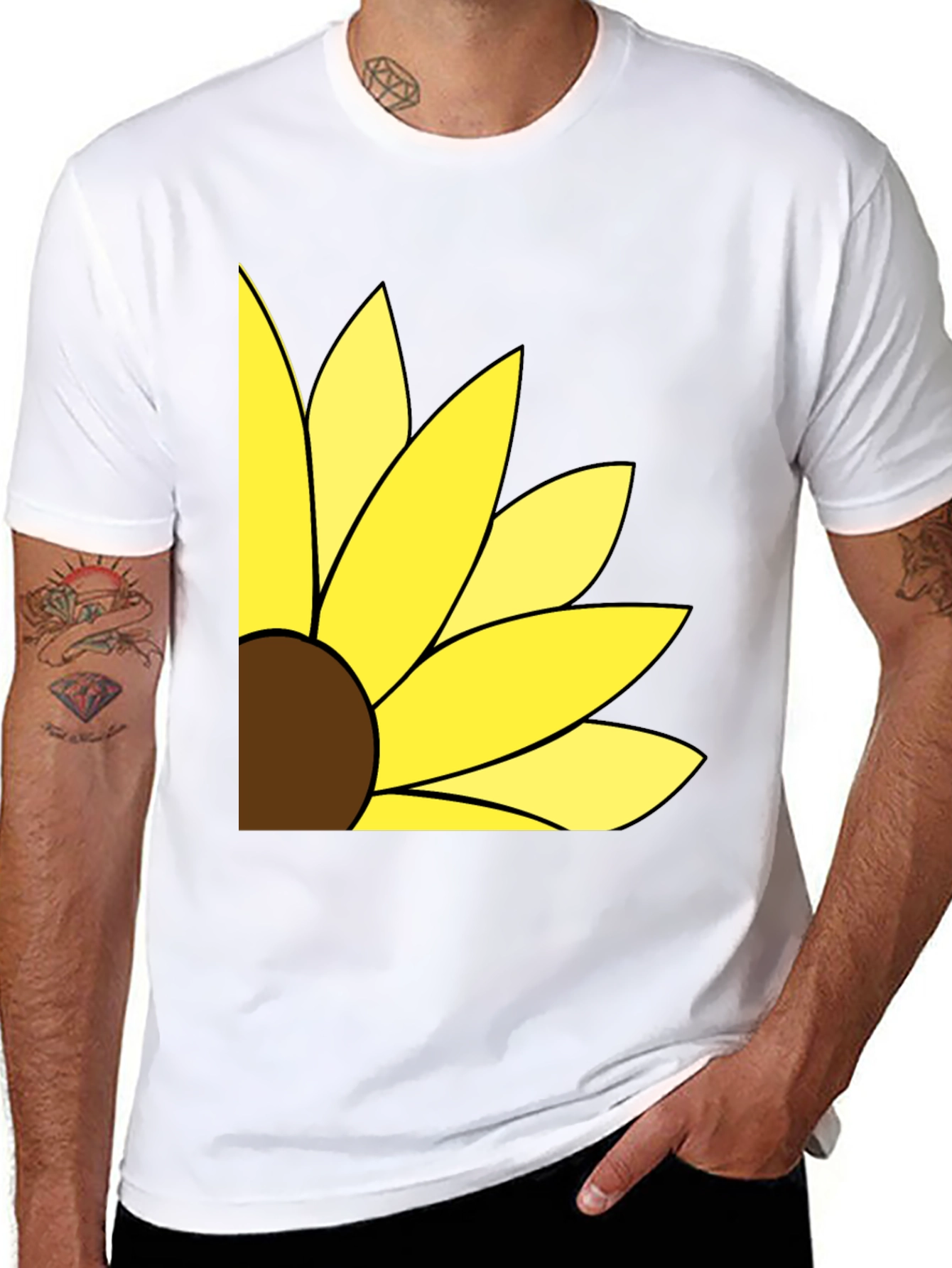 Sunflower Graphic T-Shirt - Black Cotton Blend