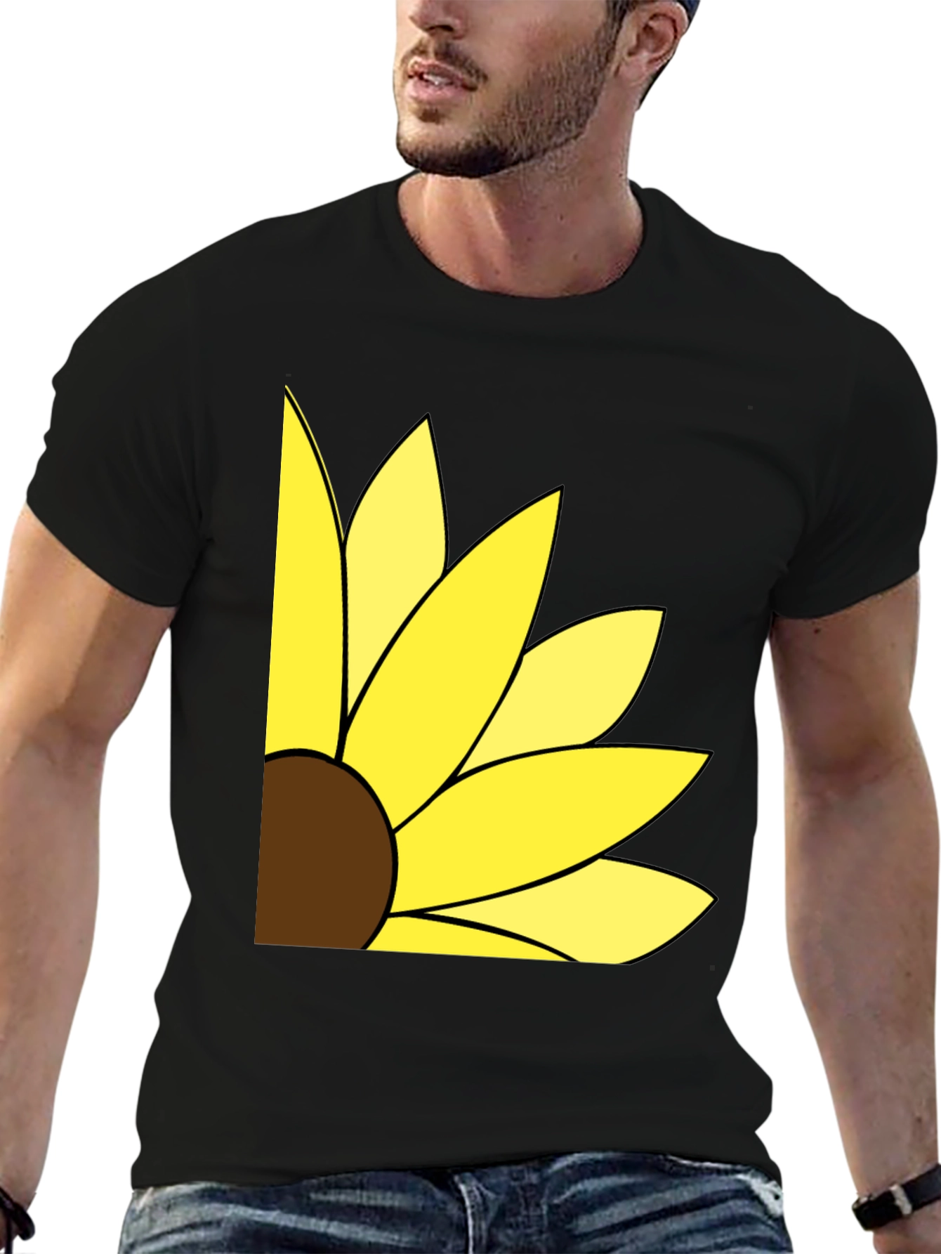 Sunflower Graphic T-Shirt - Black Cotton Blend