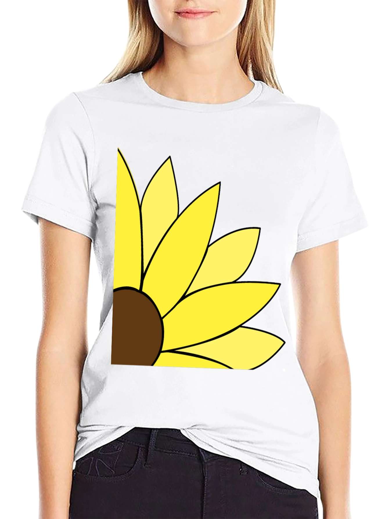 Sunflower Graphic T-Shirt - Black Cotton Blend