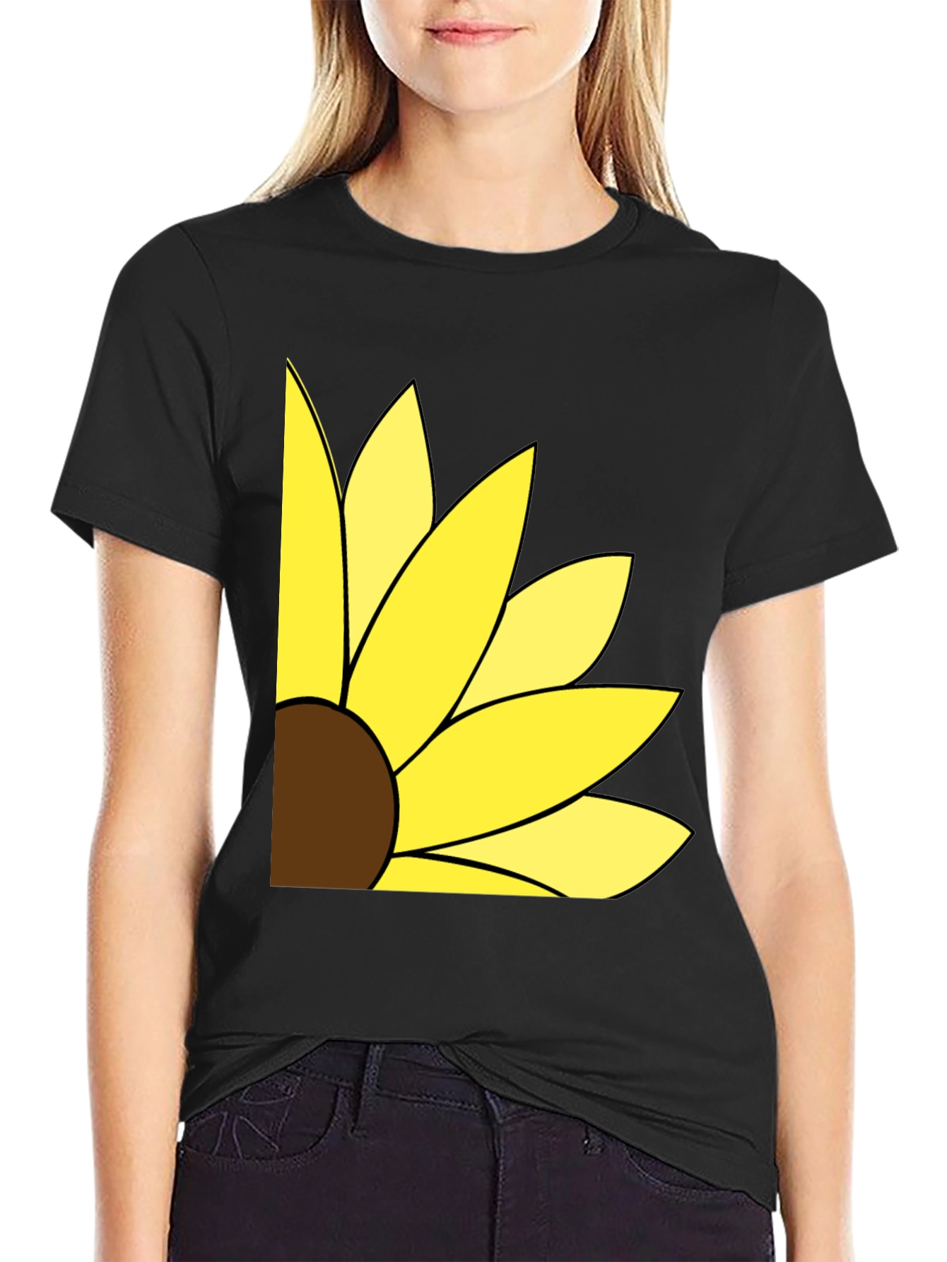 Sunflower Graphic T-Shirt - Black Cotton Blend
