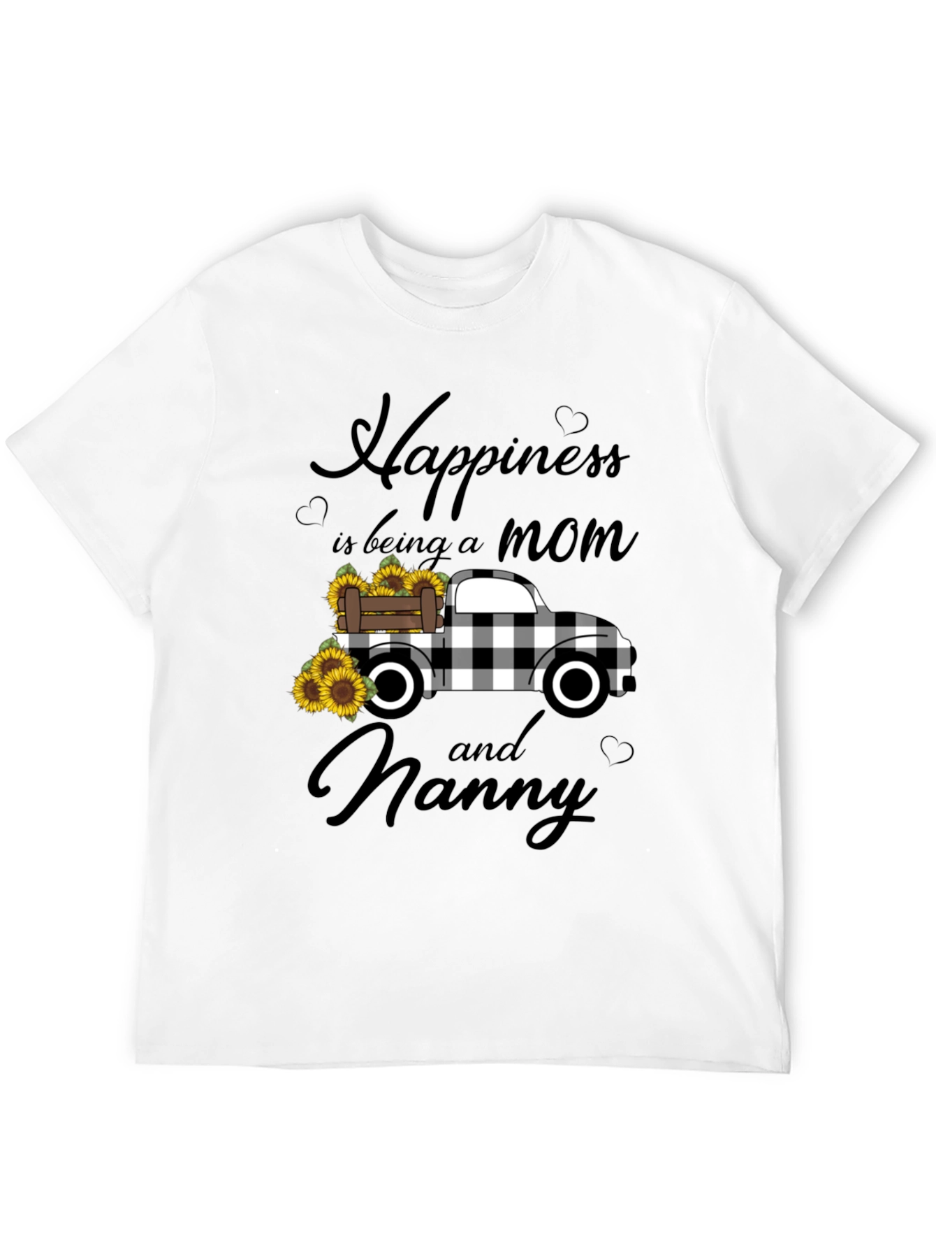 Happiness is Being a Mom and Nanny Black T-Shirt