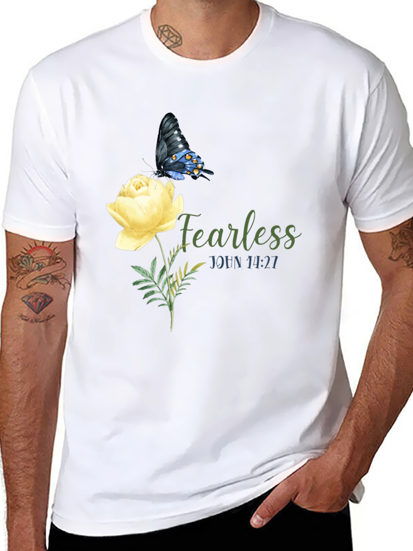Fearless Butterfly & Rose Graphic Tee