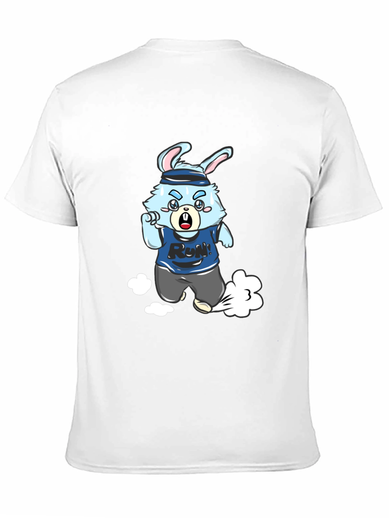 Running Rabbit Graphic Tee - Black Cotton Blend