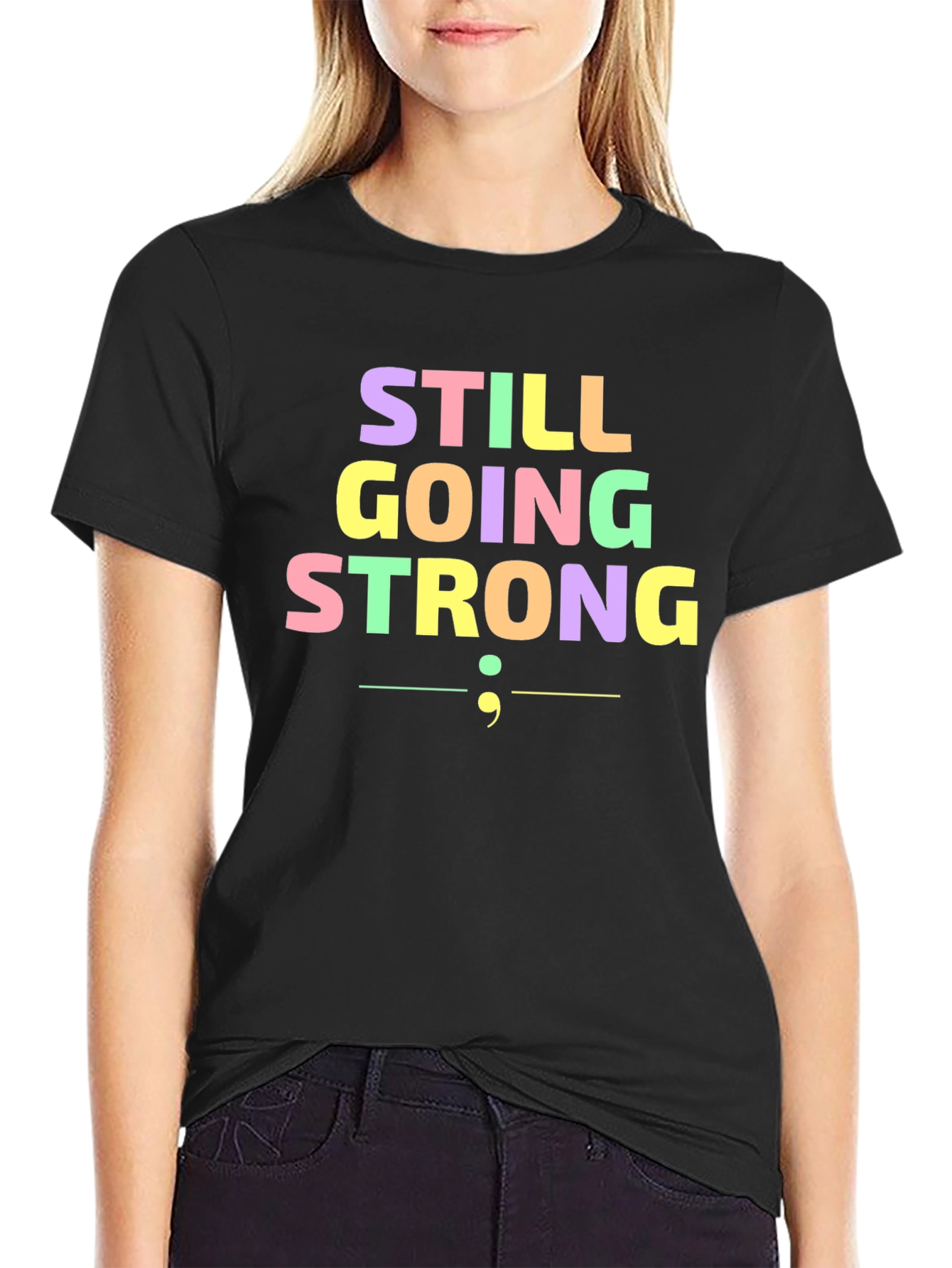 Still Going Strong Semicolon T-Shirt - Black