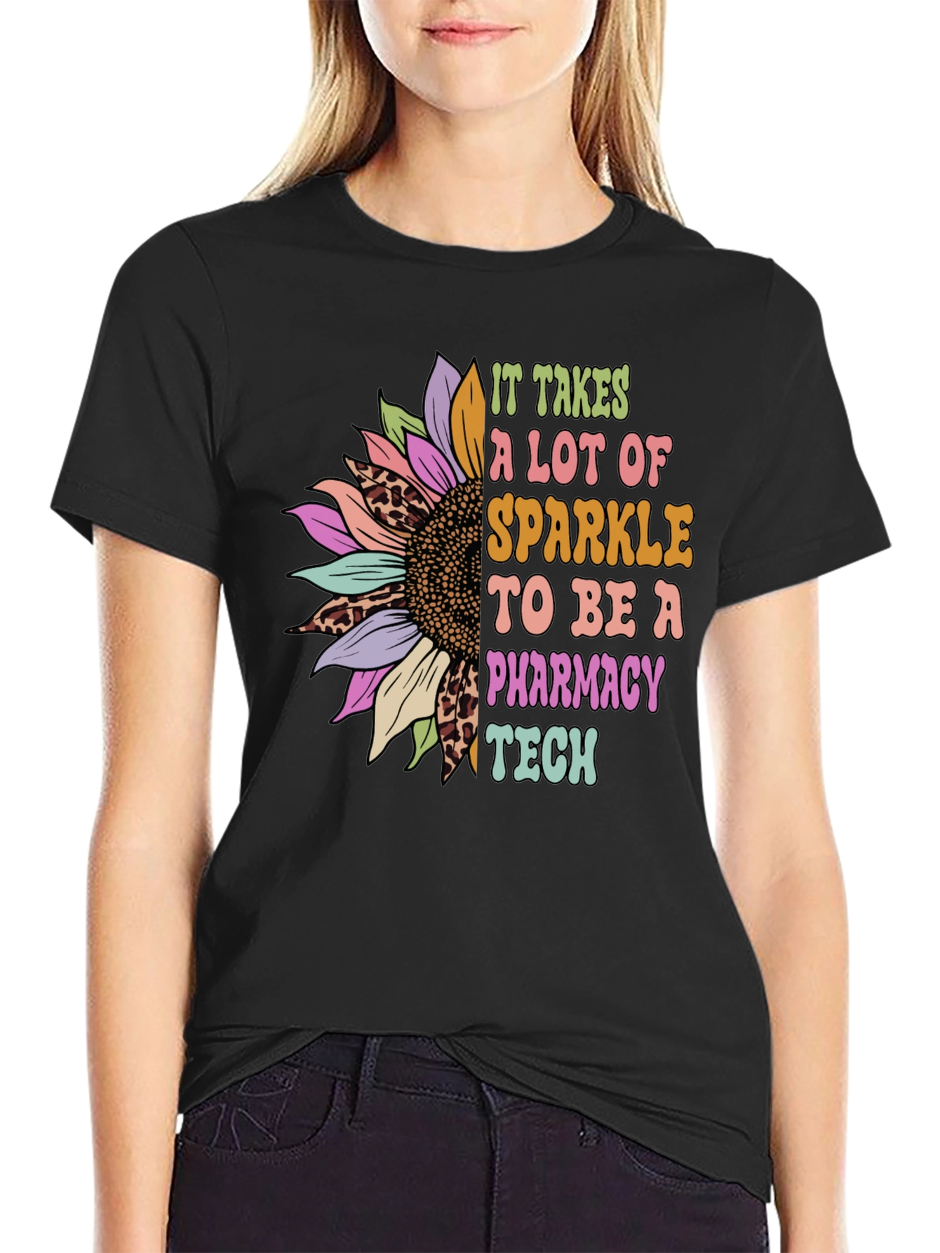Pharmacy Tech Sunflower Graphic T-Shirt