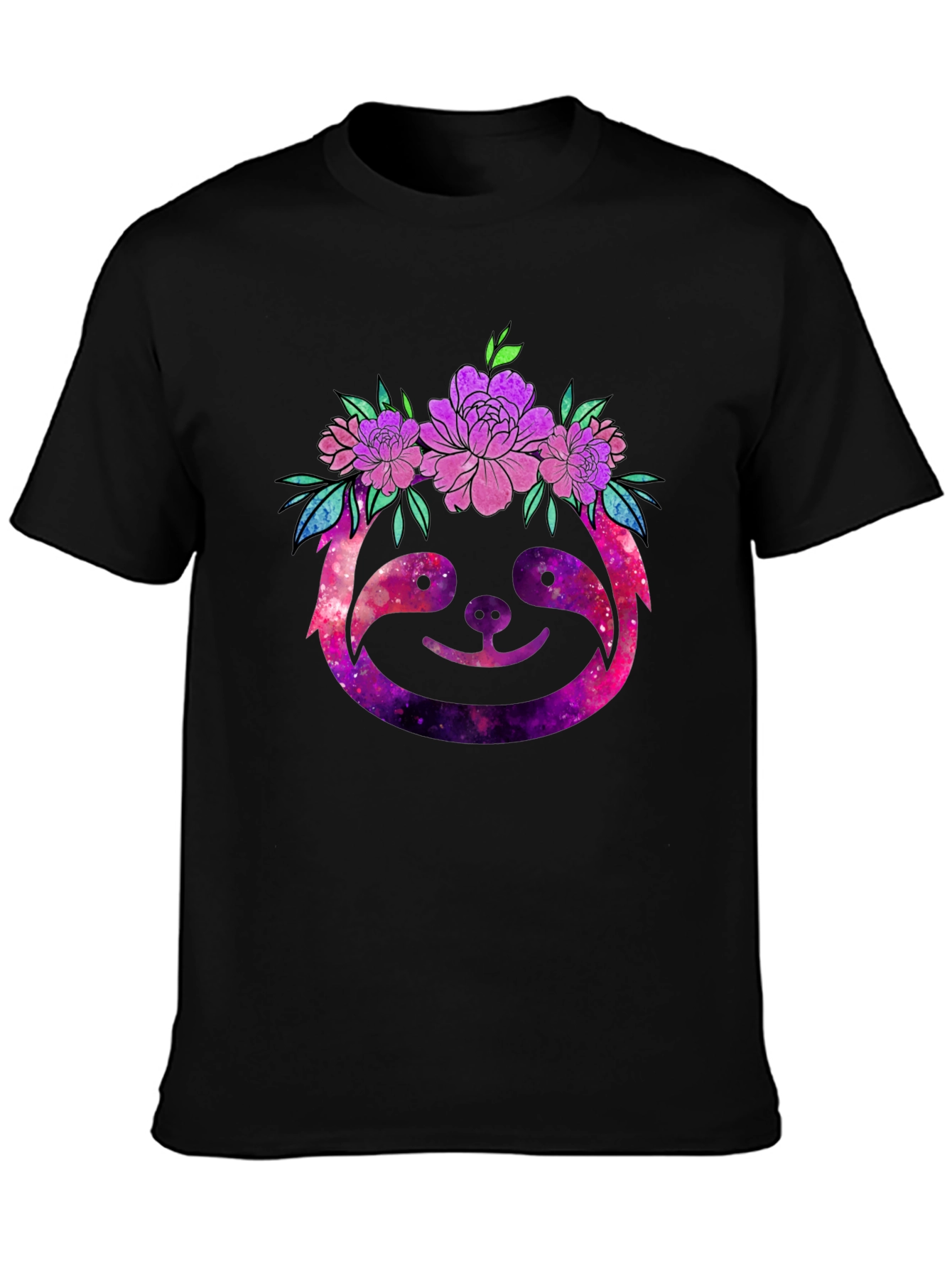 Galaxy Sloth Floral Crown Graphic Tee
