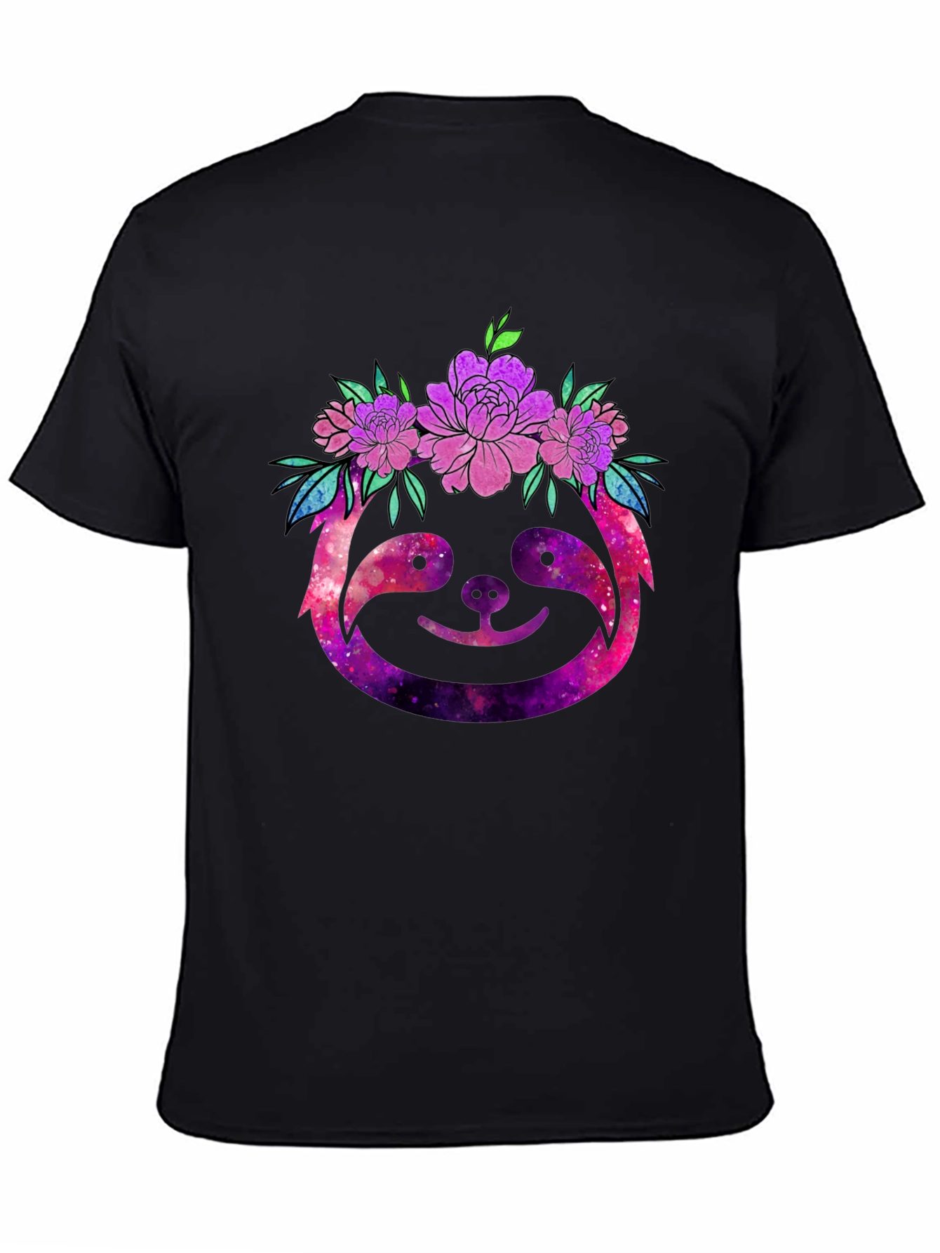 Galaxy Sloth Floral Crown Graphic Tee