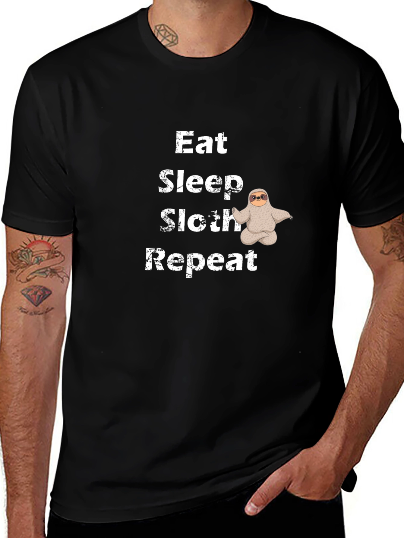Eat Sleep Sloth Repeat Black T-Shirt