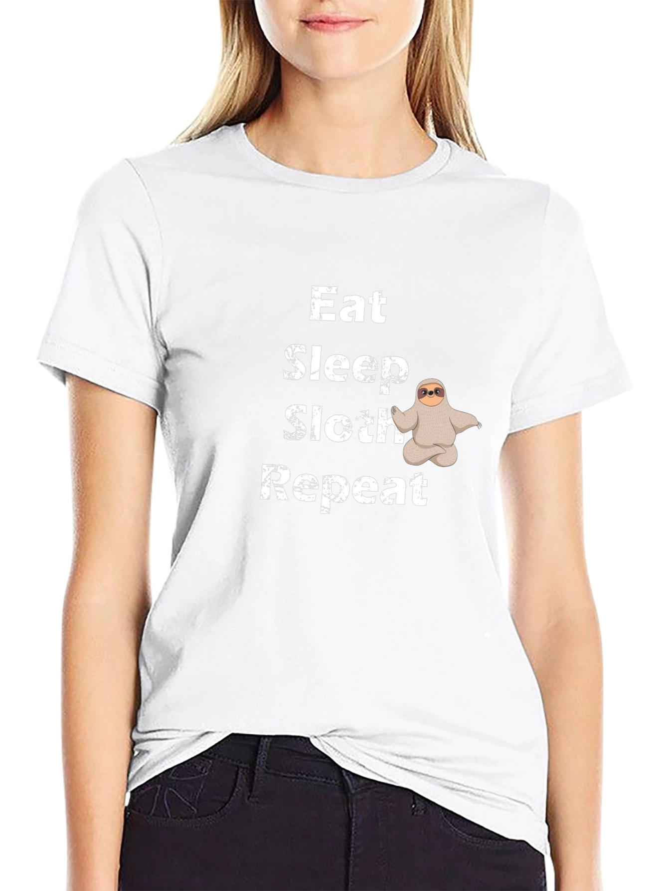Eat Sleep Sloth Repeat Black T-Shirt