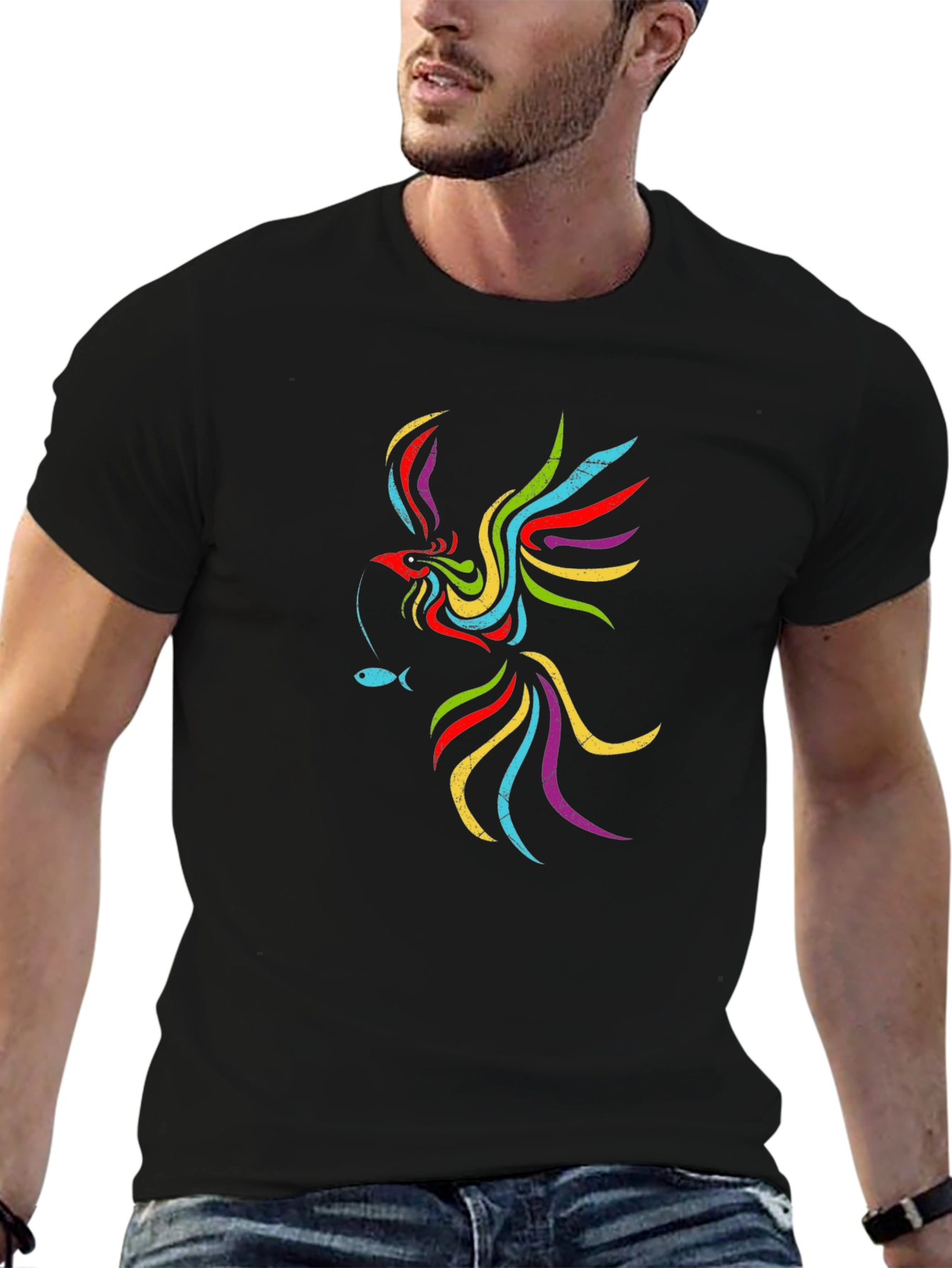 Phoenix Fish Black Graphic Tee