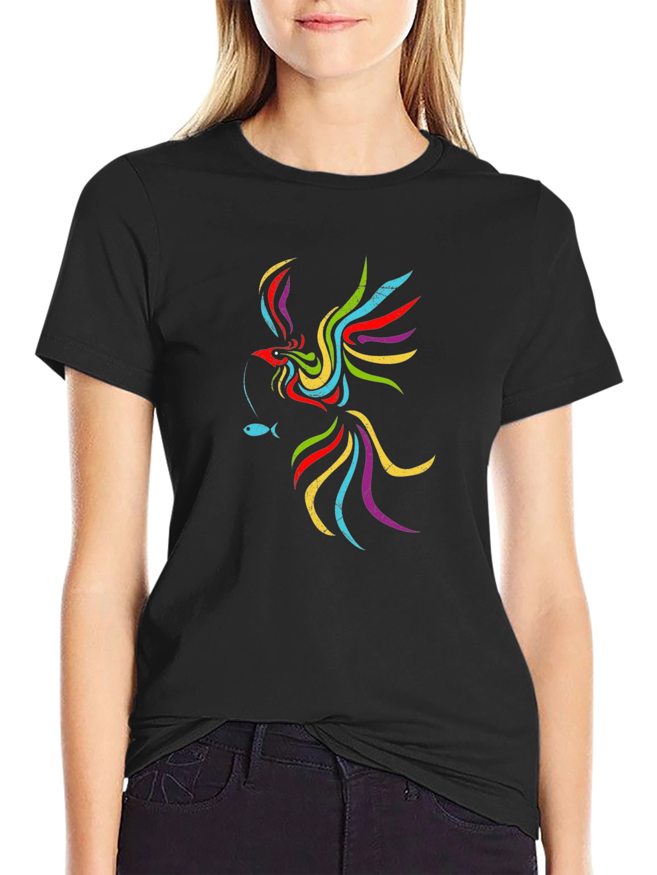 Phoenix Fish Black Graphic Tee