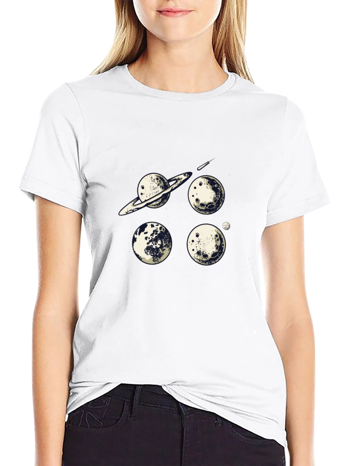 Cosmic Planets Graphic Tee - Black
