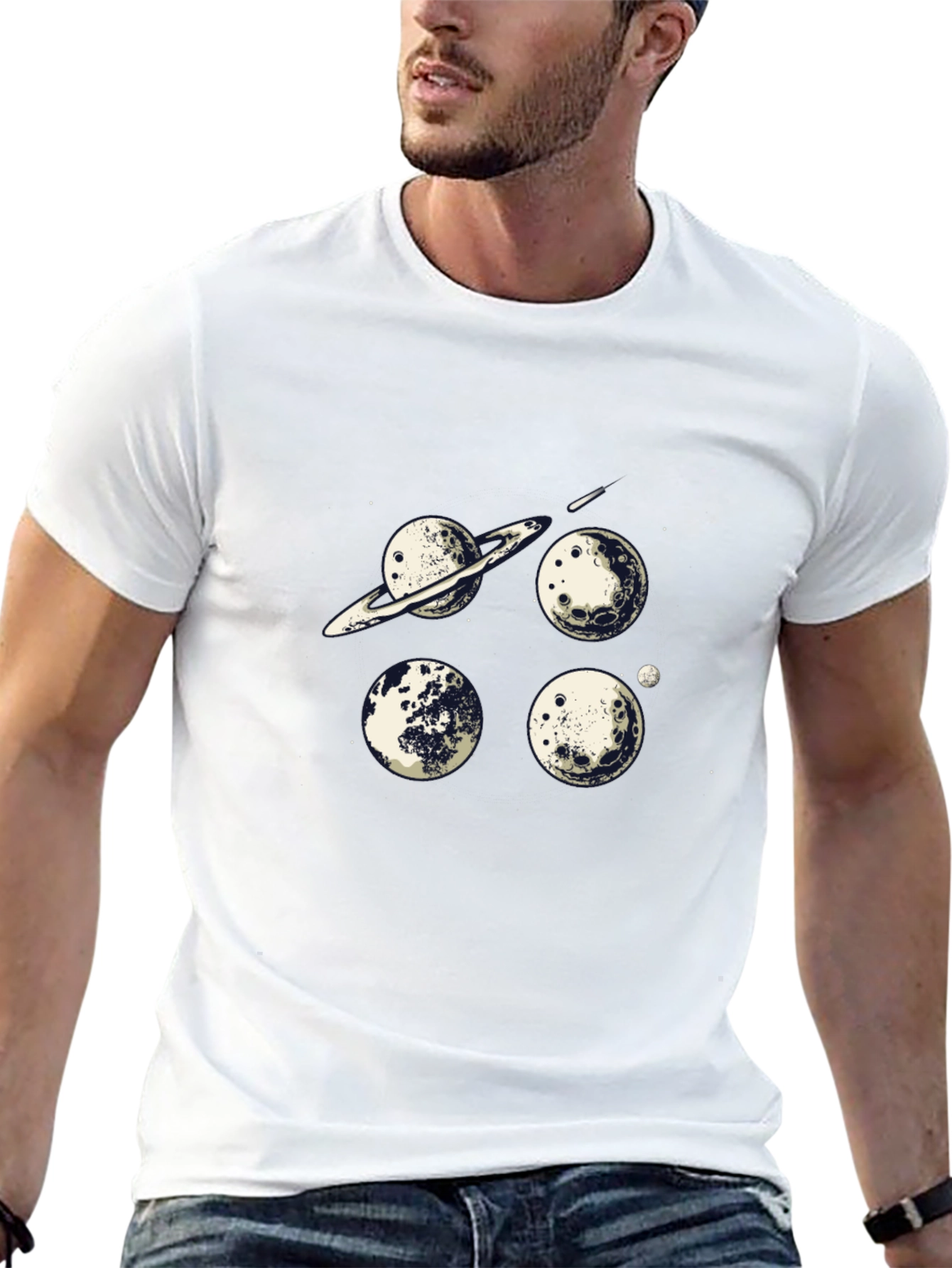 Cosmic Planets Graphic Tee - Black