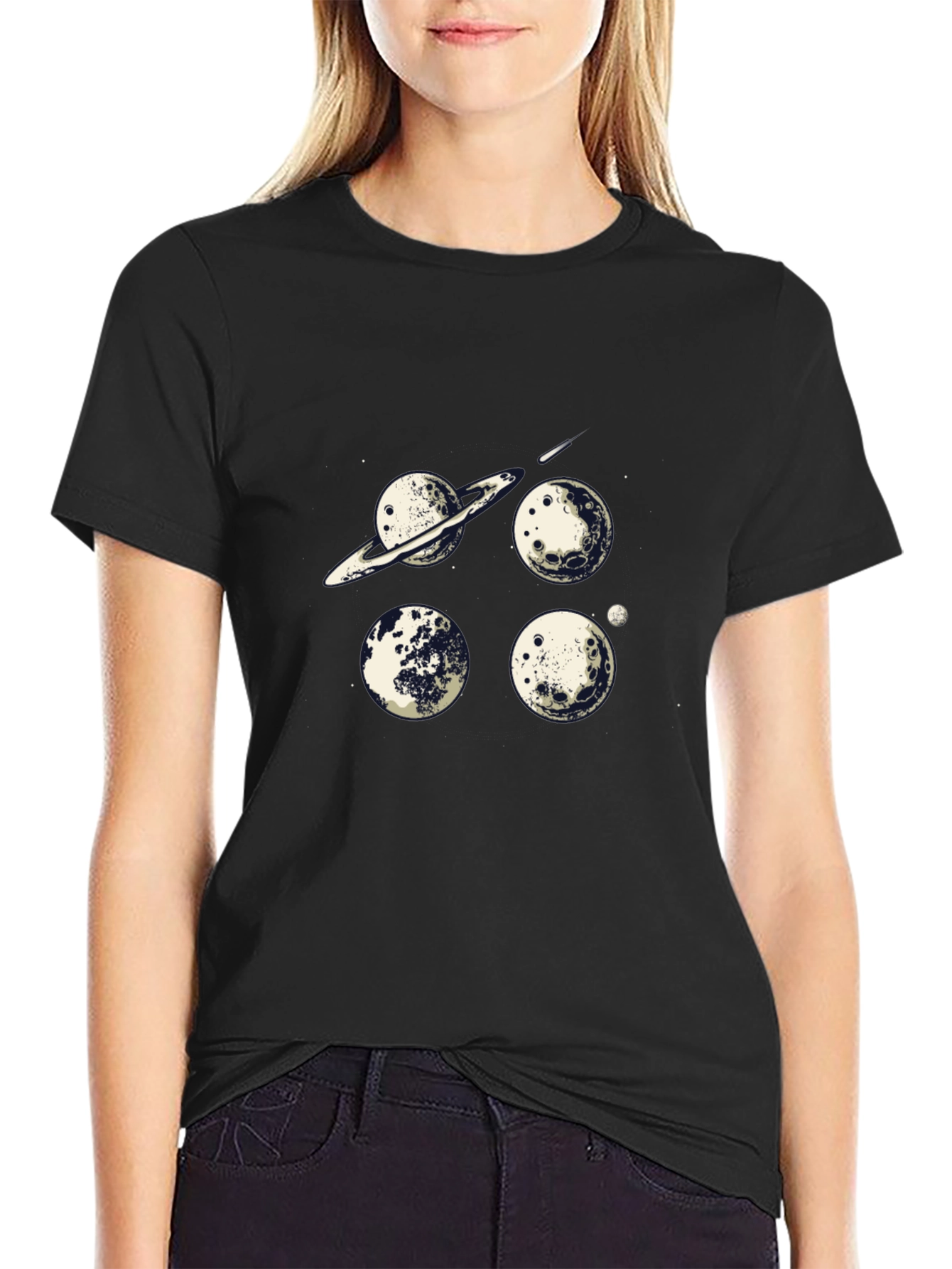 Cosmic Planets Graphic Tee - Black