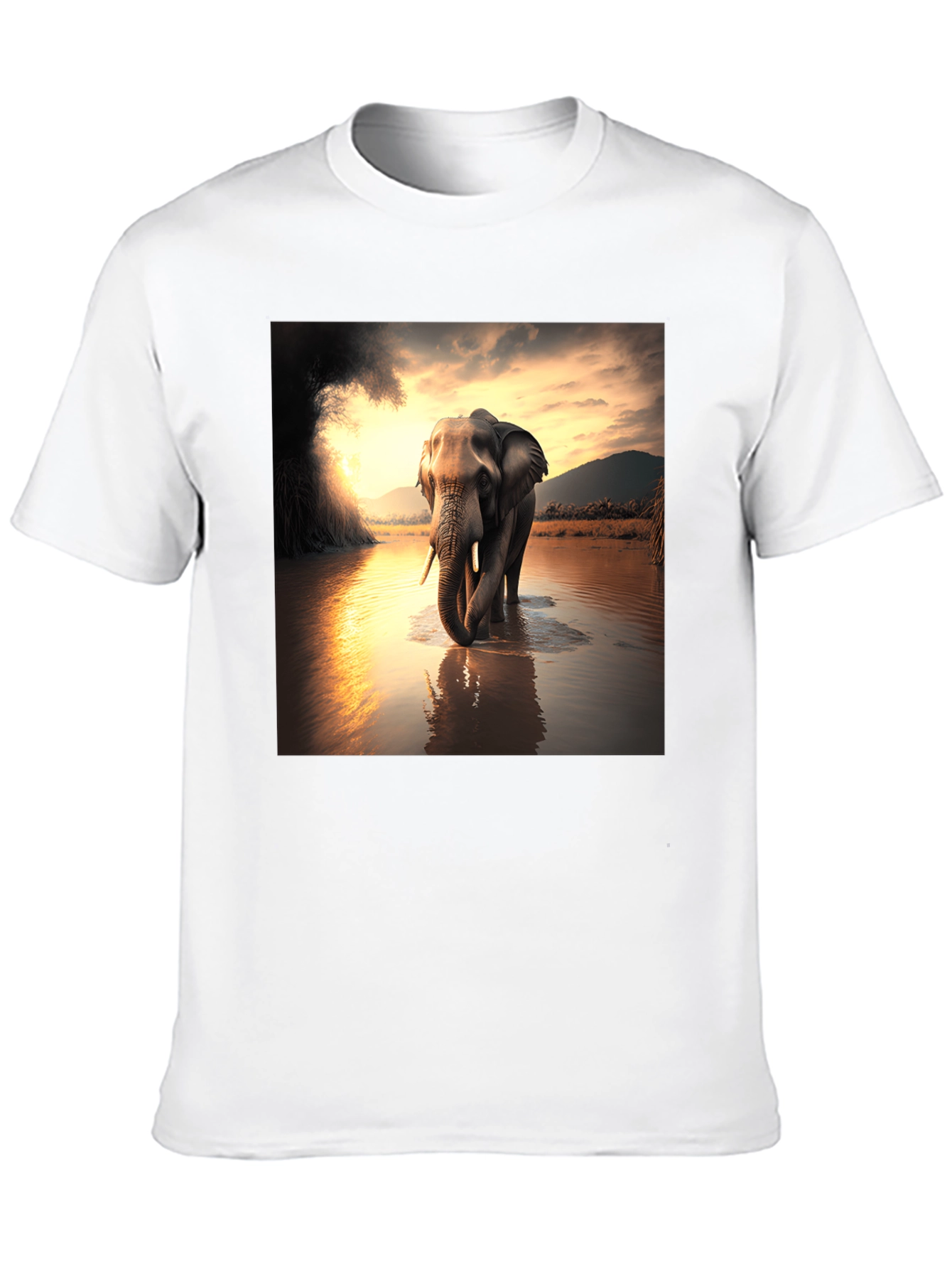 Elephant River T-Shirt - Black Cotton Tee