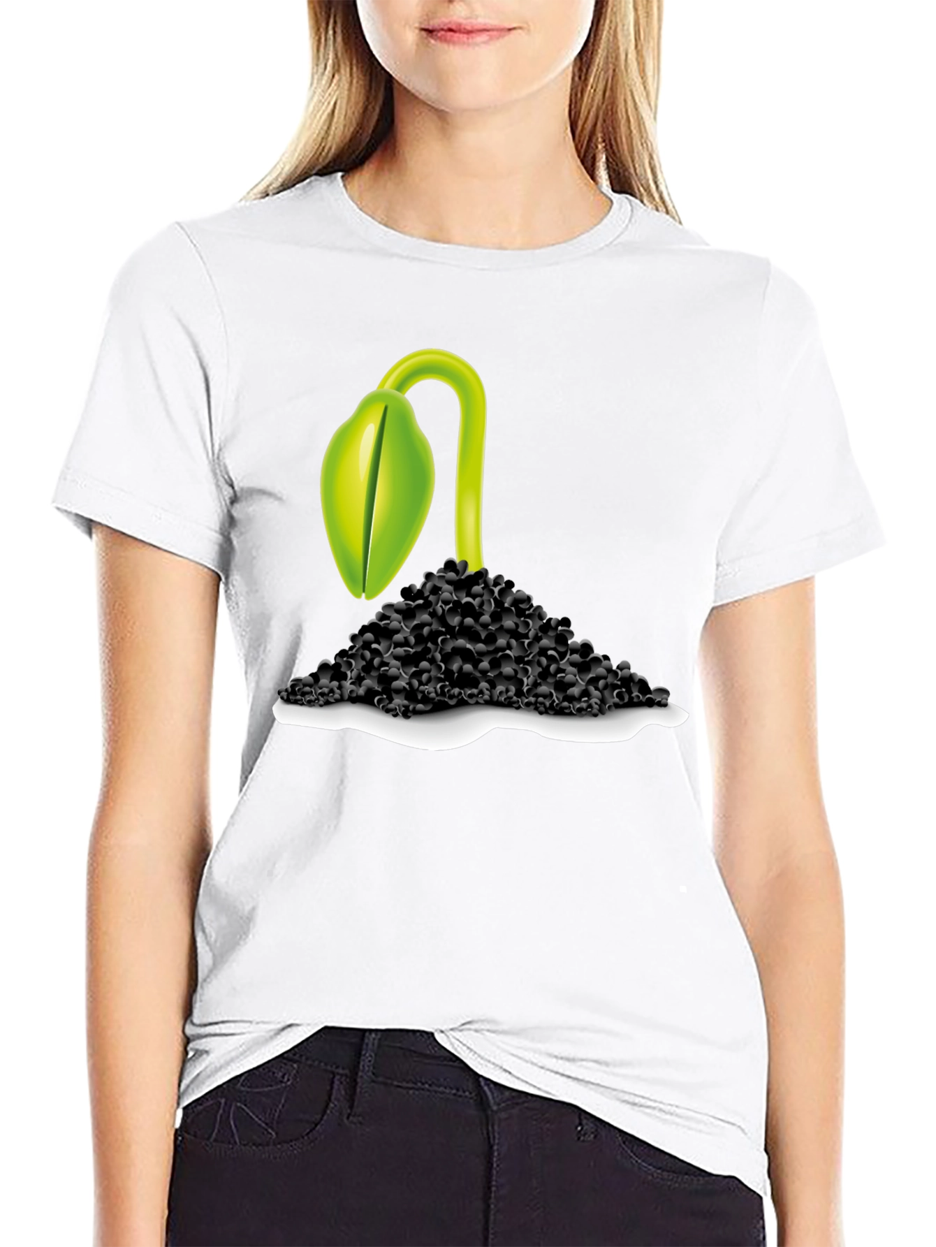 Sprout Graphic Tee - Black Cotton Blend T-Shirt