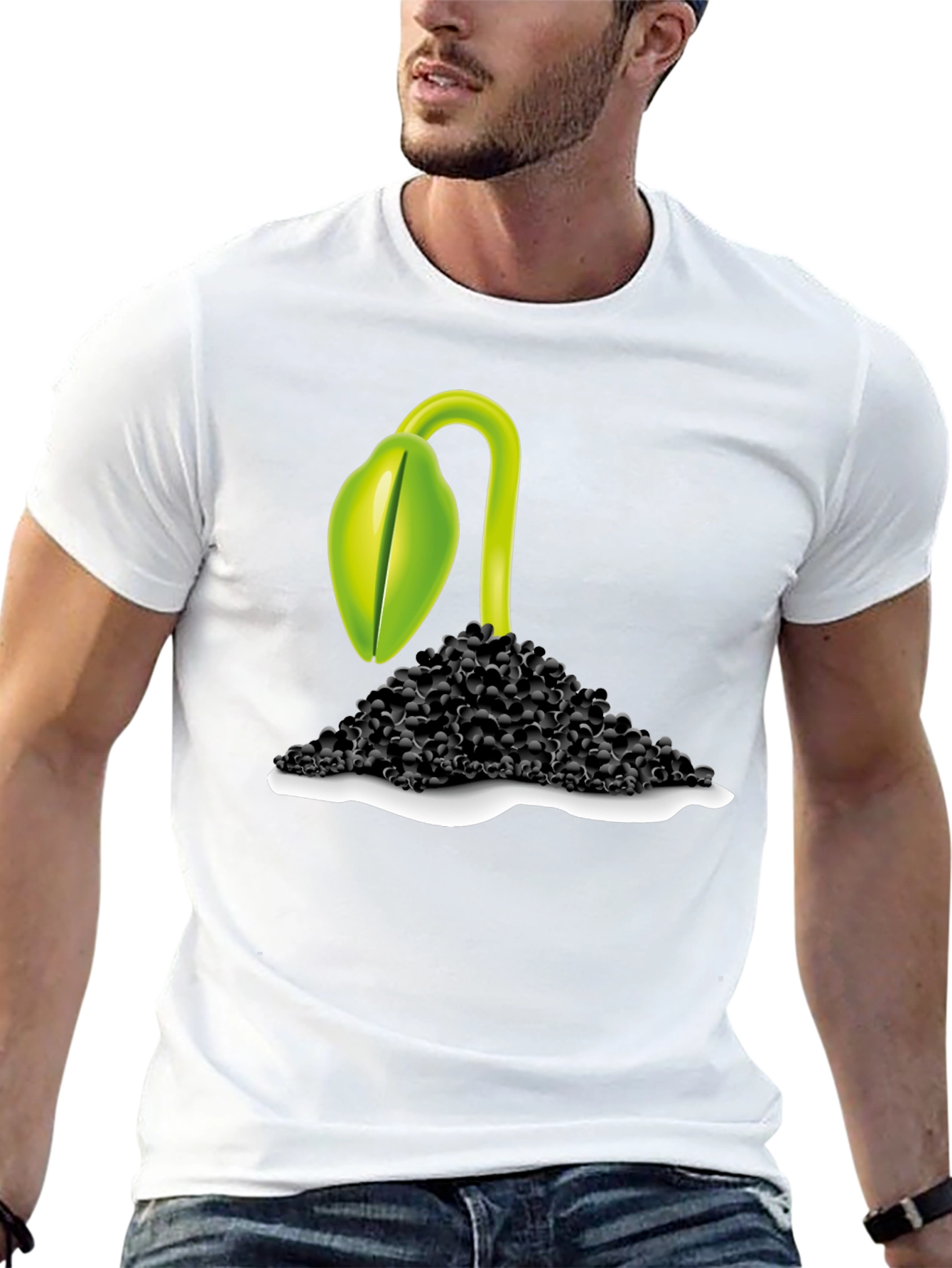Sprout Graphic Tee - Black Cotton Blend T-Shirt
