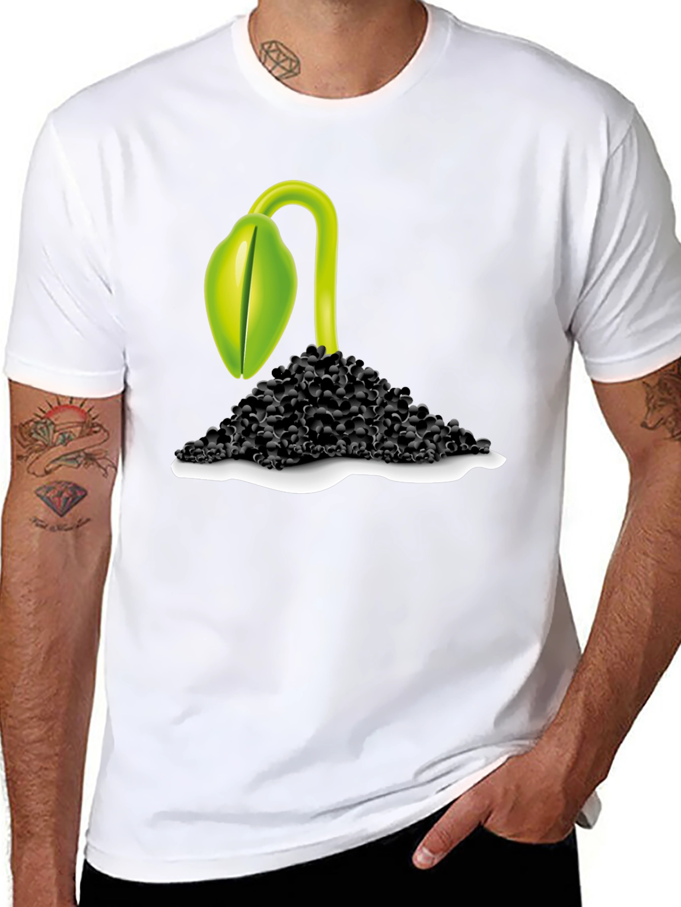Sprout Graphic Tee - Black Cotton Blend T-Shirt