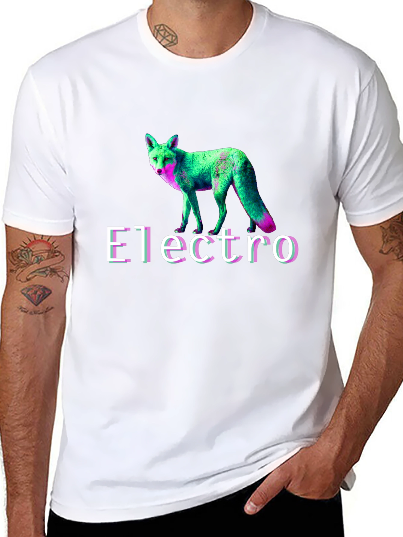 Electro Fox Graphic Tee - Stylish Black T-Shirt