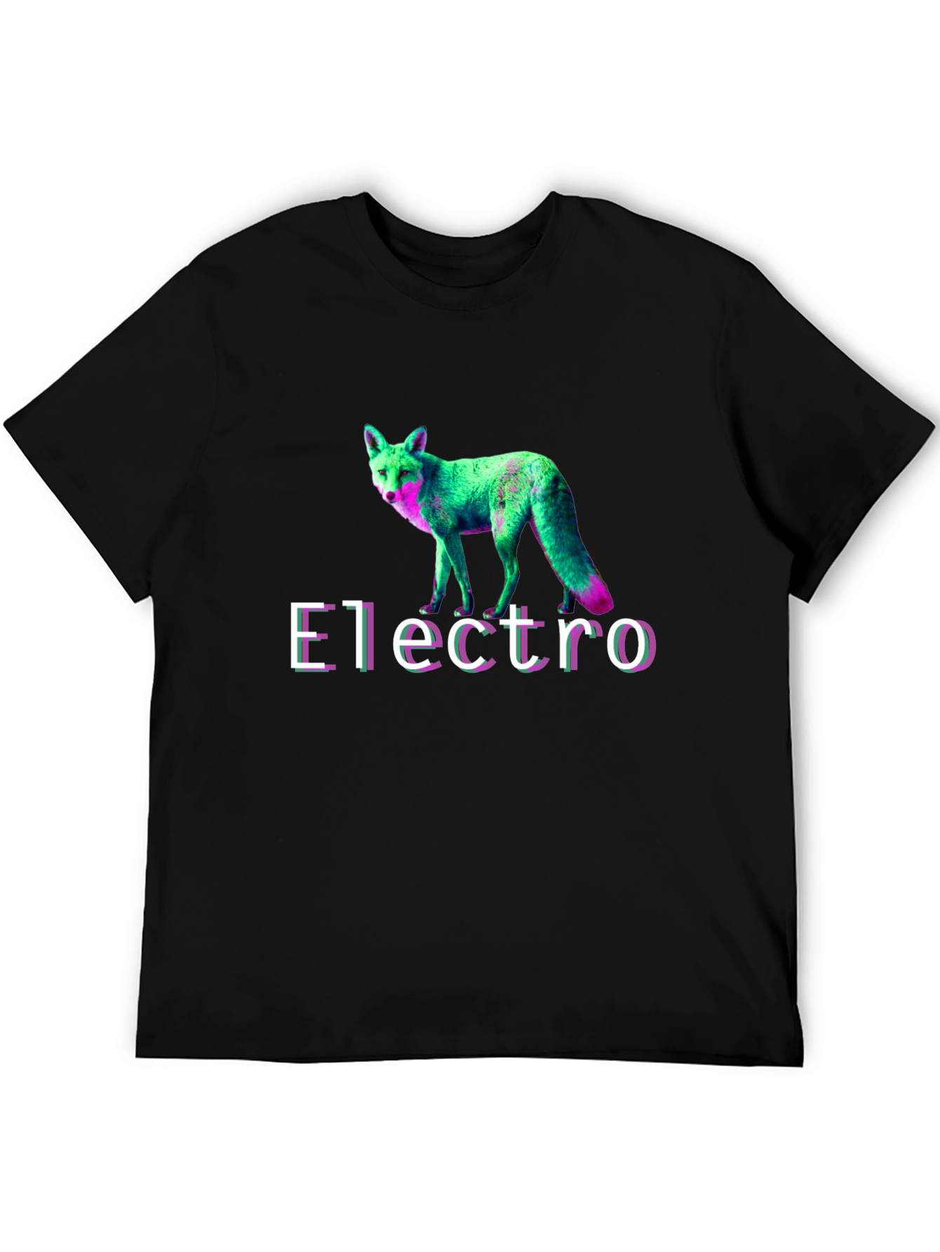 Electro Fox Graphic Tee - Stylish Black T-Shirt