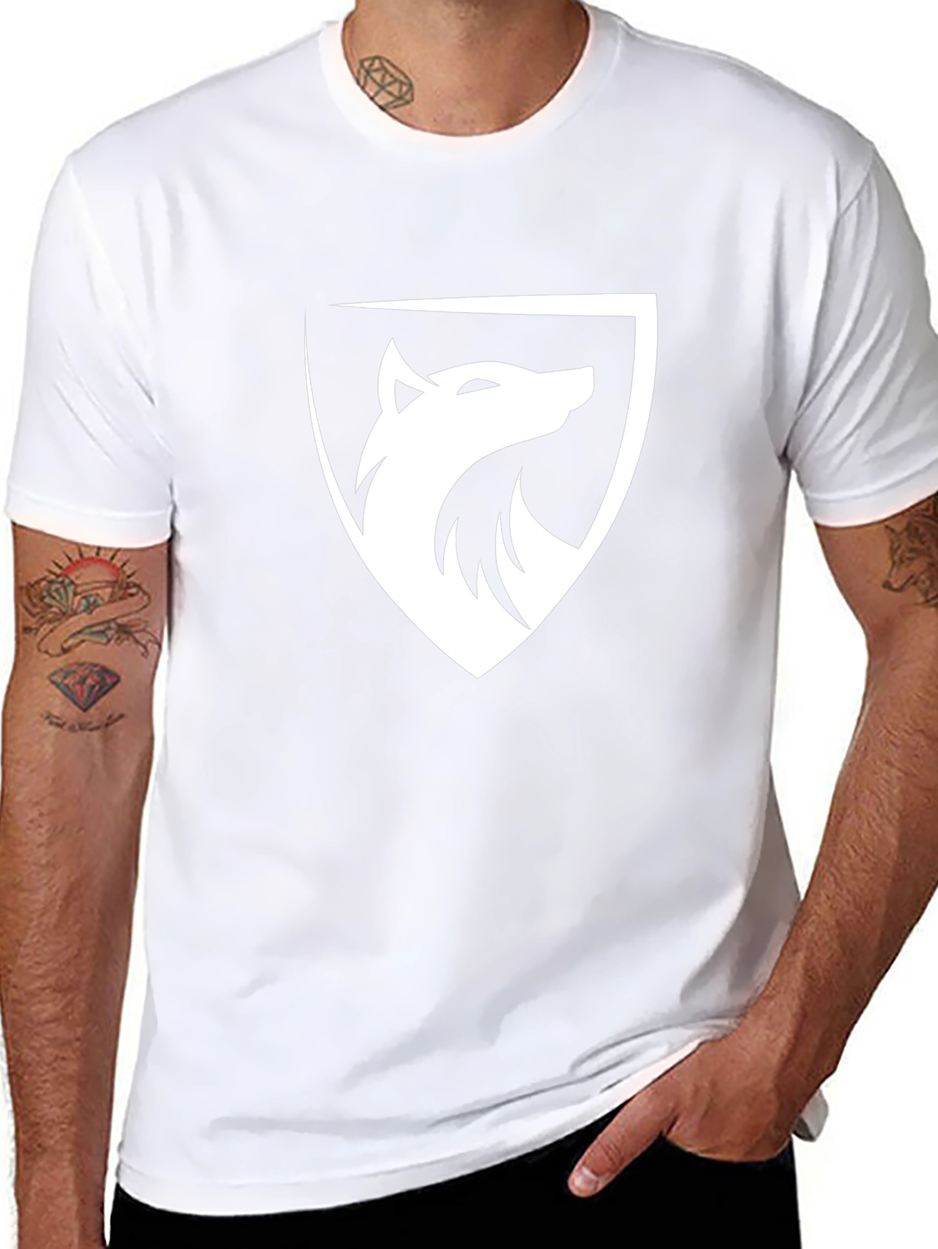 Black Wolf Shield Graphic Tee - Premium Cotton