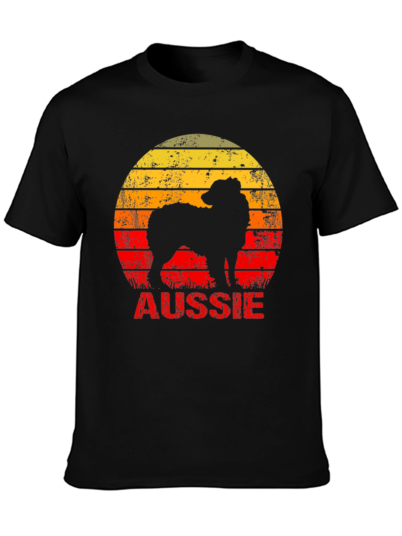 Retro Aussie Dog Graphic Tee - Black Cotton T-Shirt