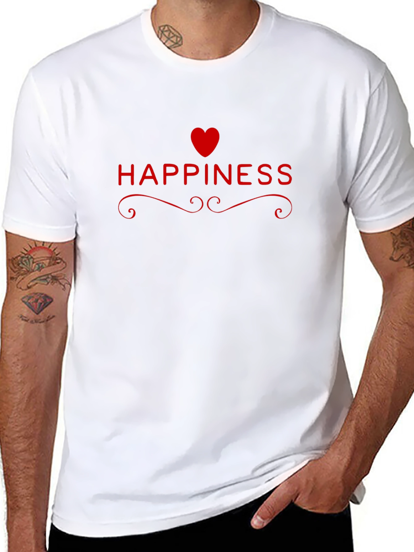 Happiness Heart Graphic T-Shirt - Trendy Casual Wear