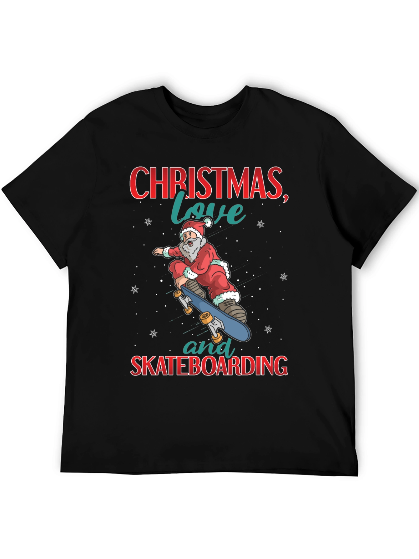 Christmas Santa Skateboarding T-Shirt