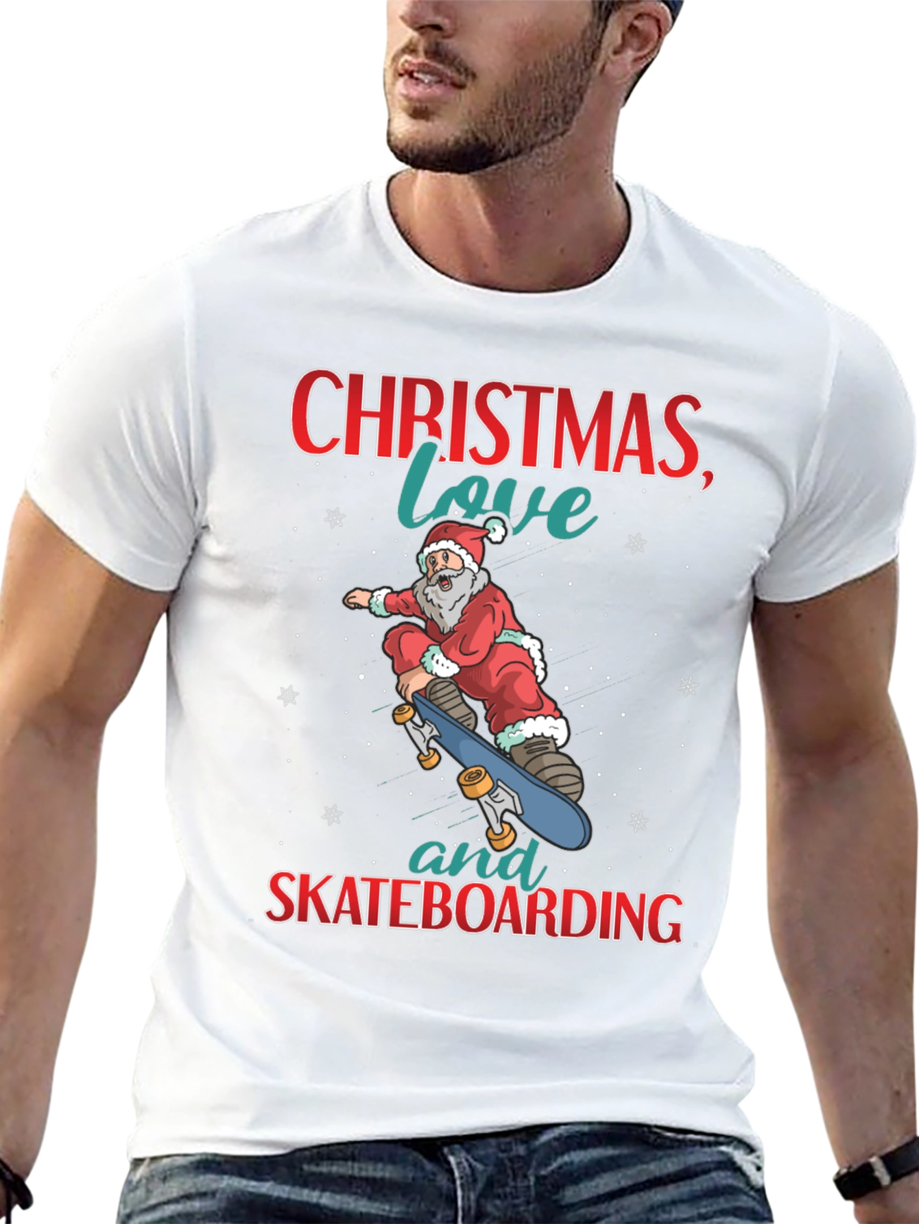 Christmas Santa Skateboarding T-Shirt