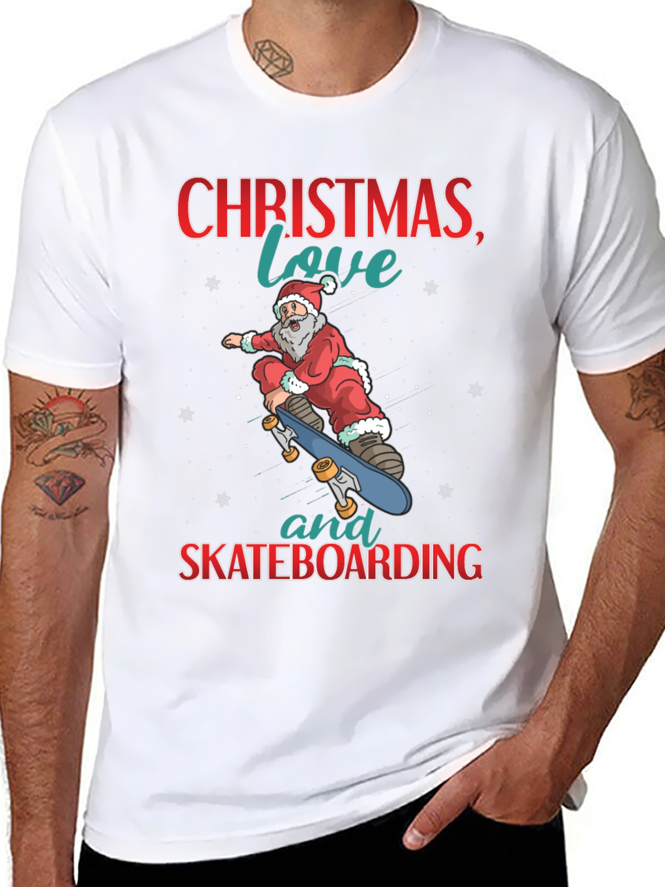 Christmas Santa Skateboarding T-Shirt