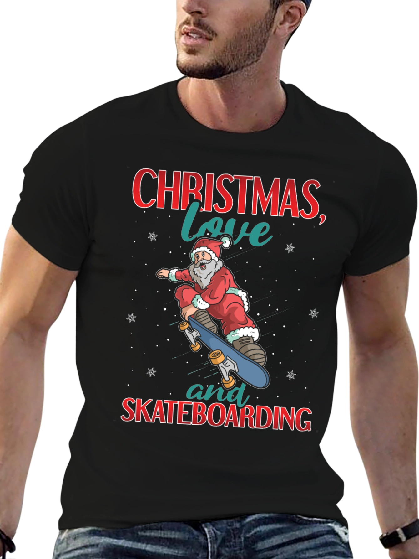 Christmas Santa Skateboarding T-Shirt