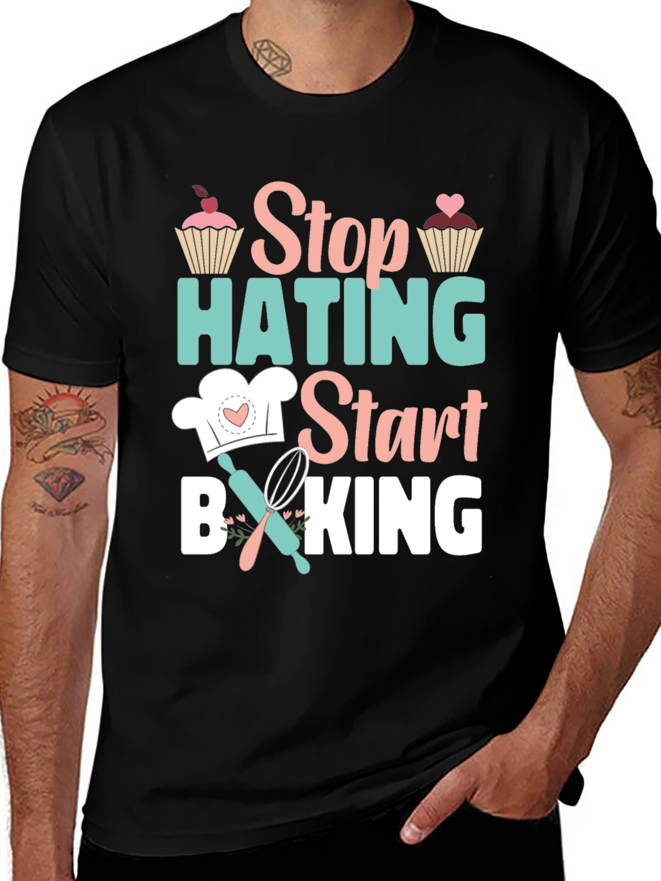 Stop Hating Start Baking Graphic T-Shirt