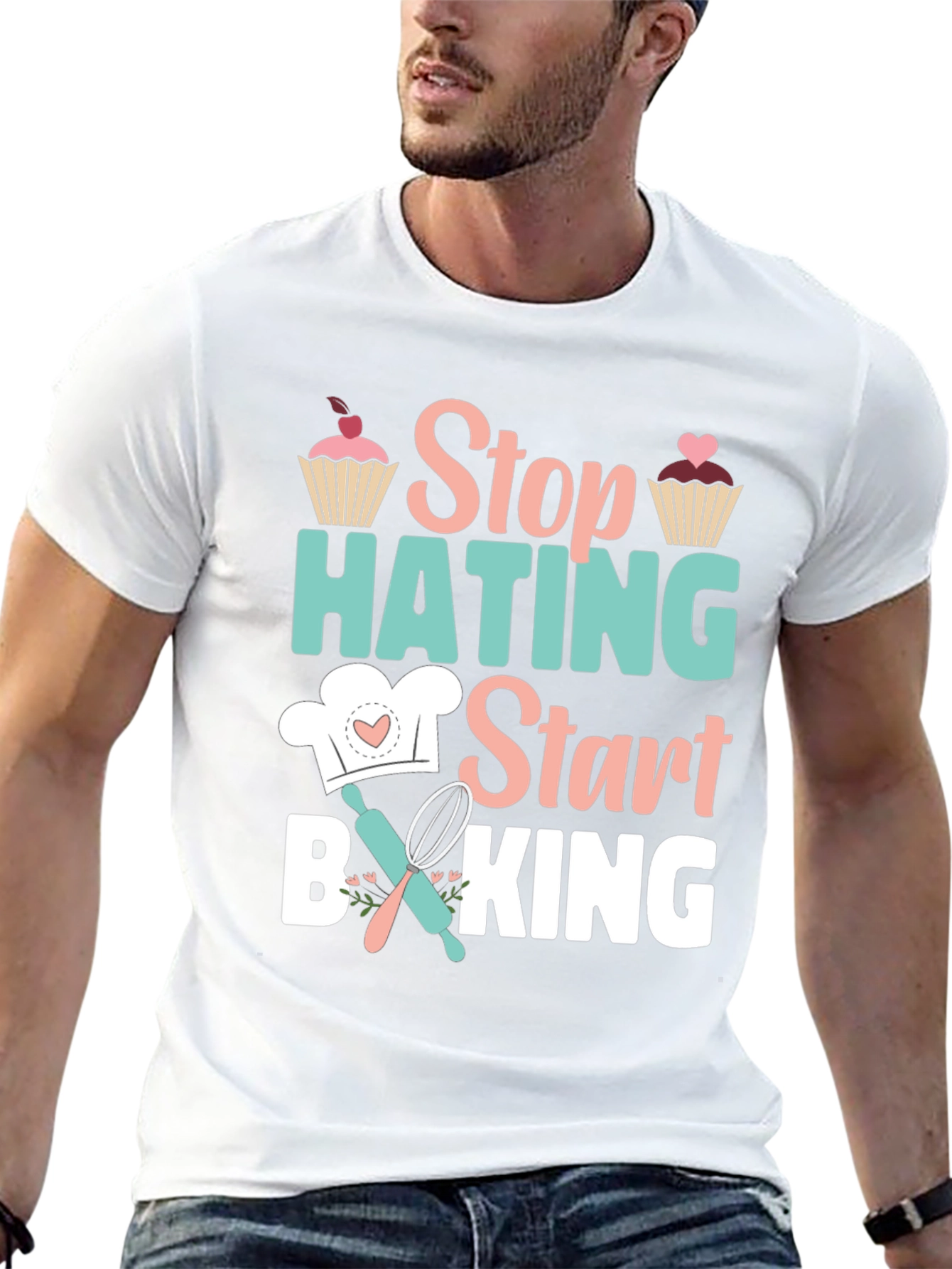 Stop Hating Start Baking Graphic T-Shirt