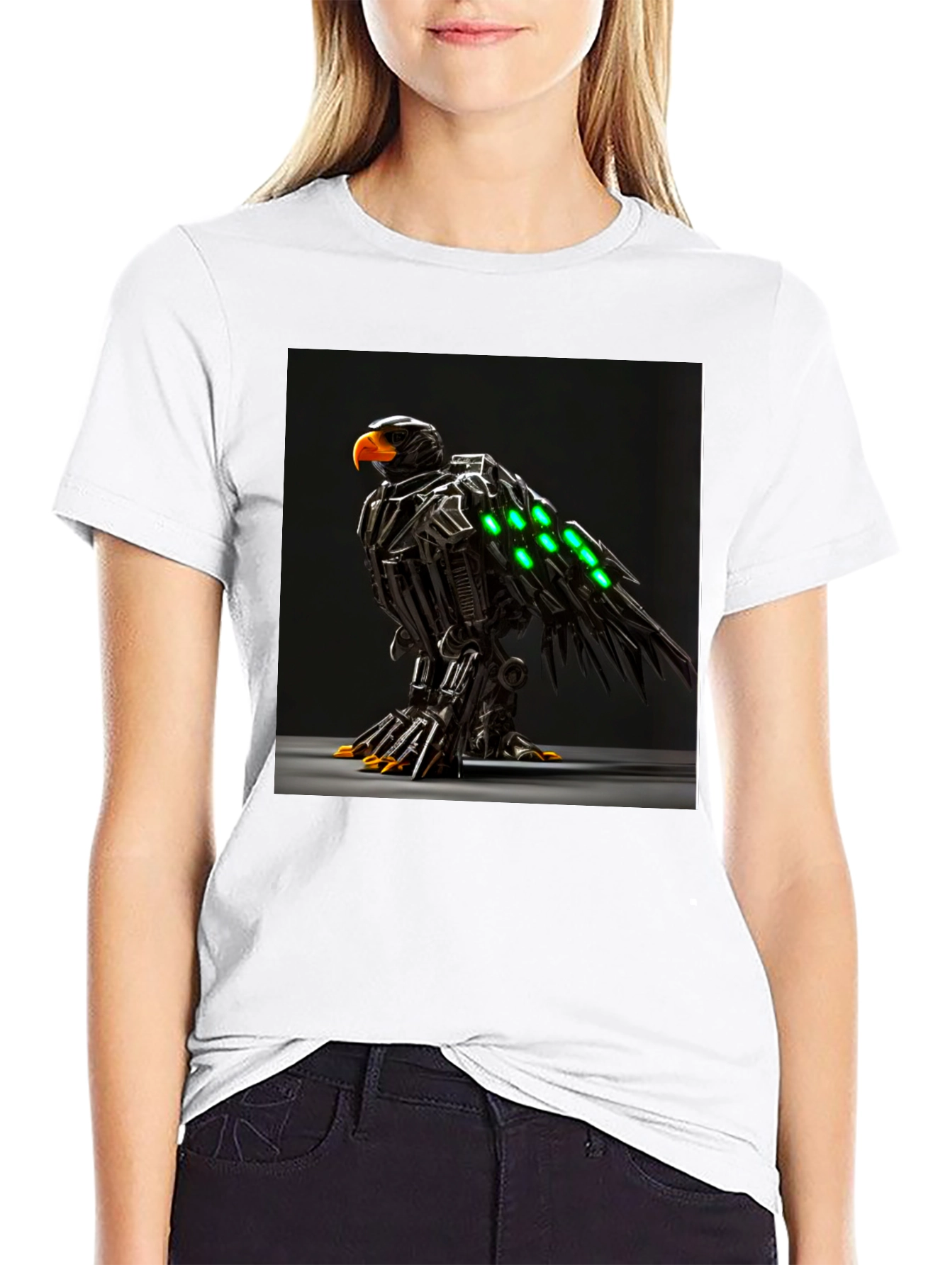 Robotic Eagle Graphic Tee - Bold Black